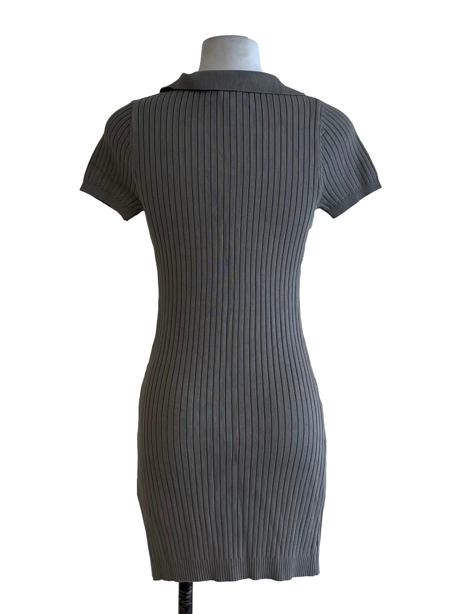 Coin Grey Wing Collar Bodycon Dress