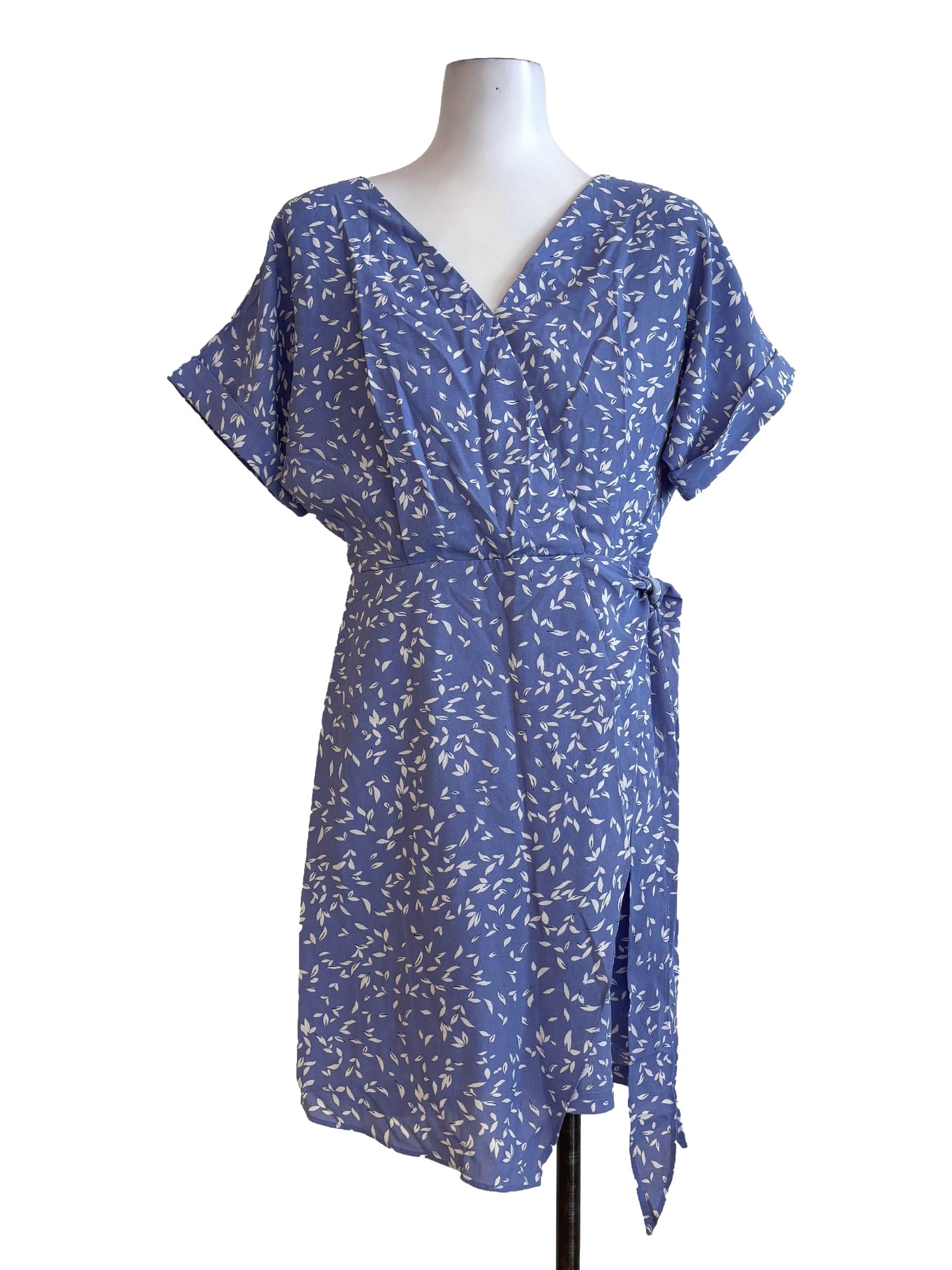 Pastel Purple Patterned Short Sleeve Flowy Dress