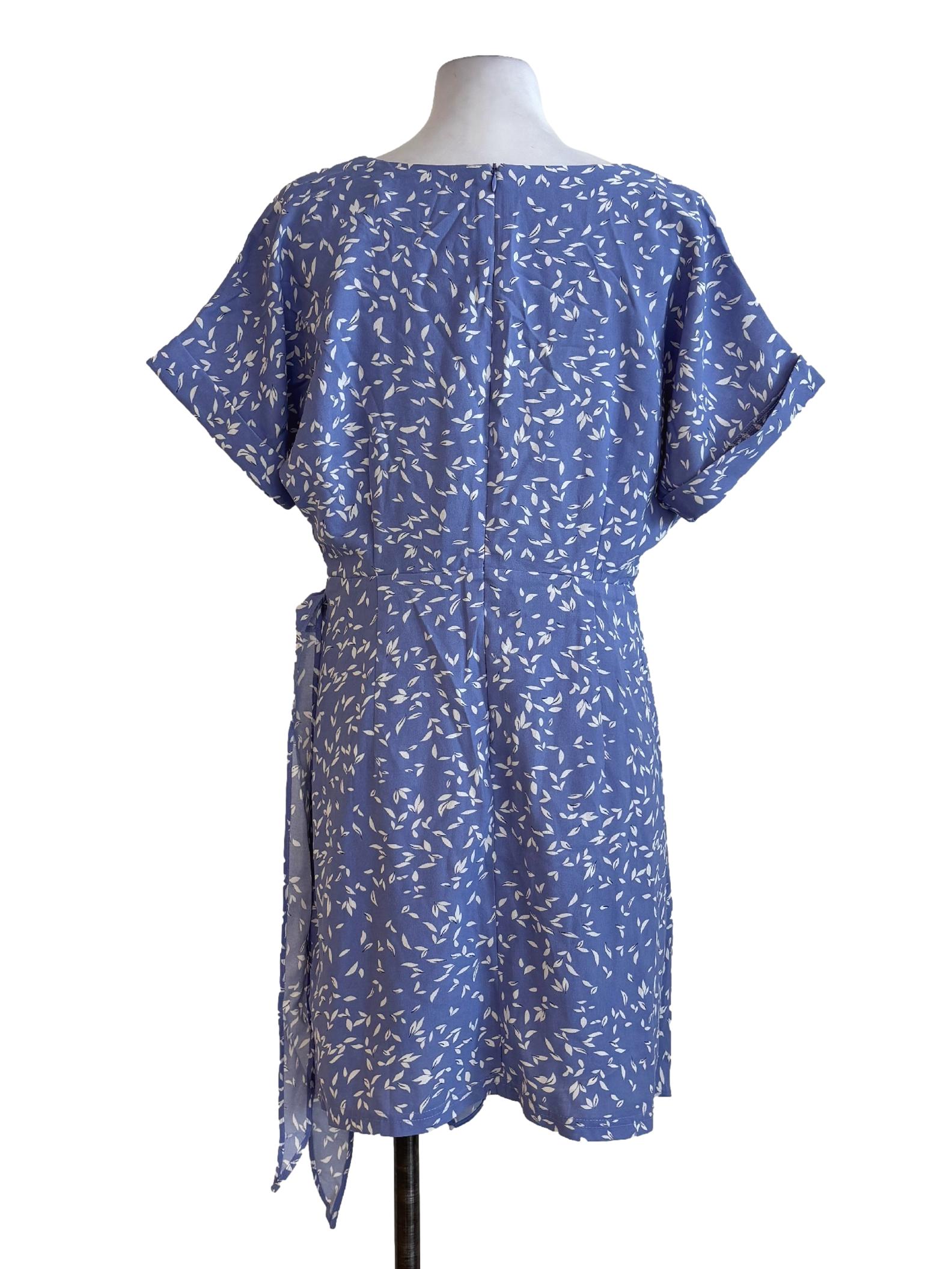 Pastel Purple Patterned Short Sleeve Flowy Dress