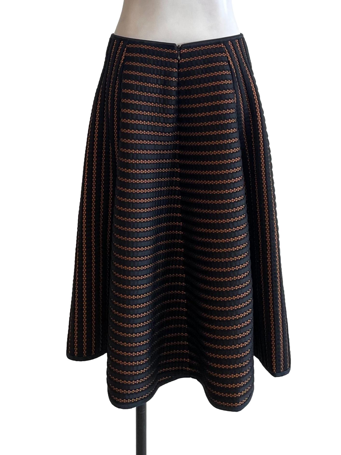 Black Ribbed Net A-Line Skirt