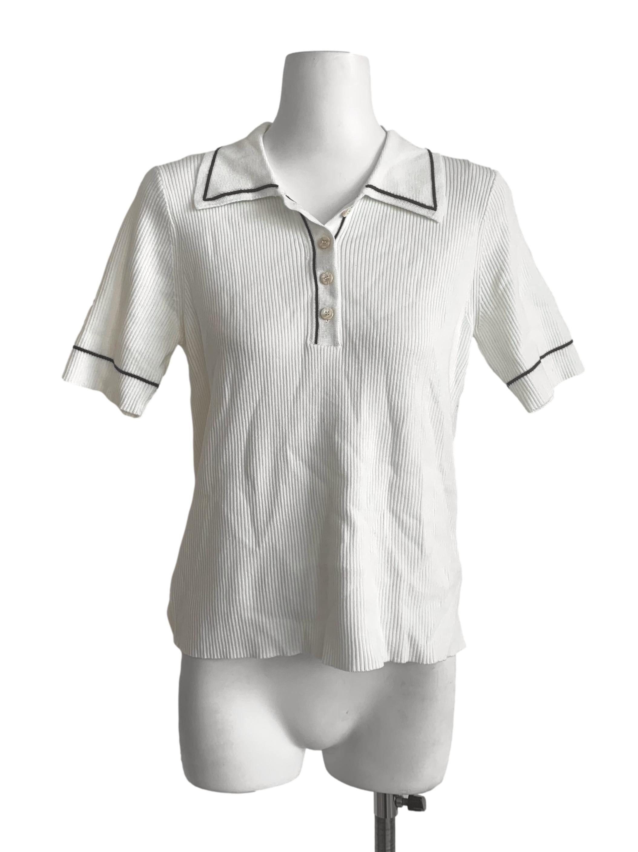 Lace White Knitted Collared Top
