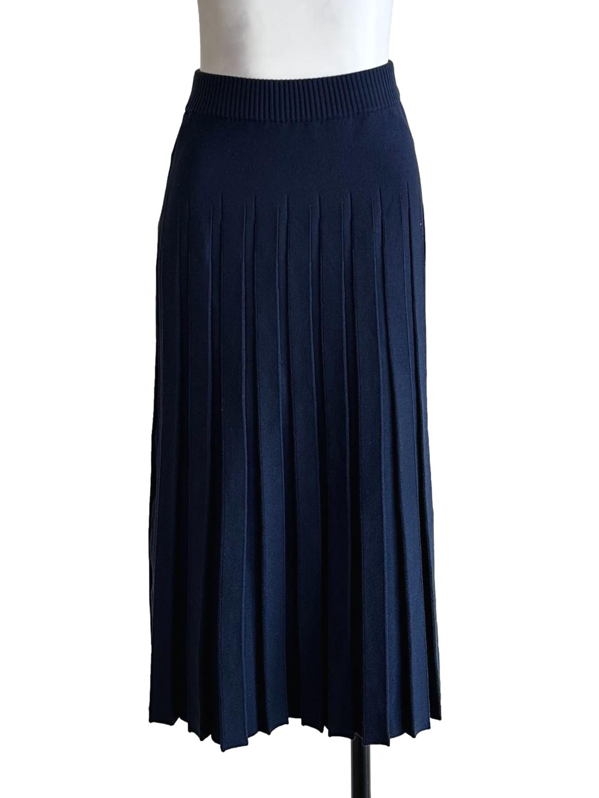 Navy Blue Pleated Skirt