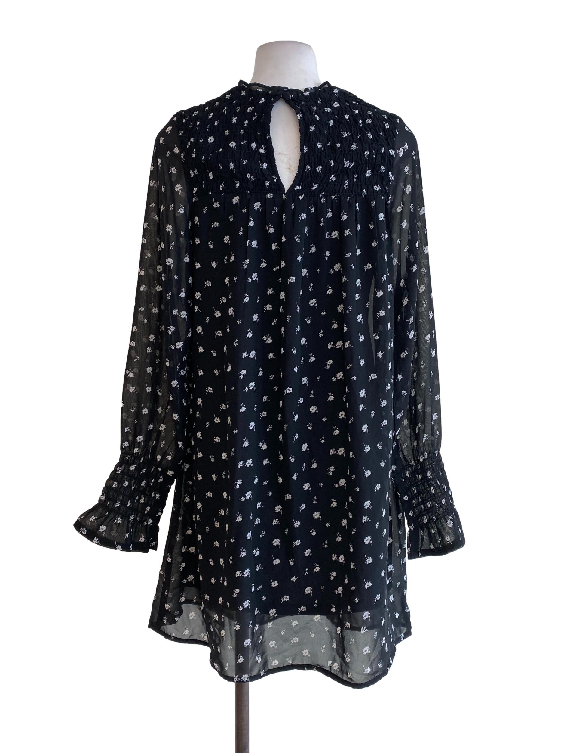 Black Floral Empire Dress