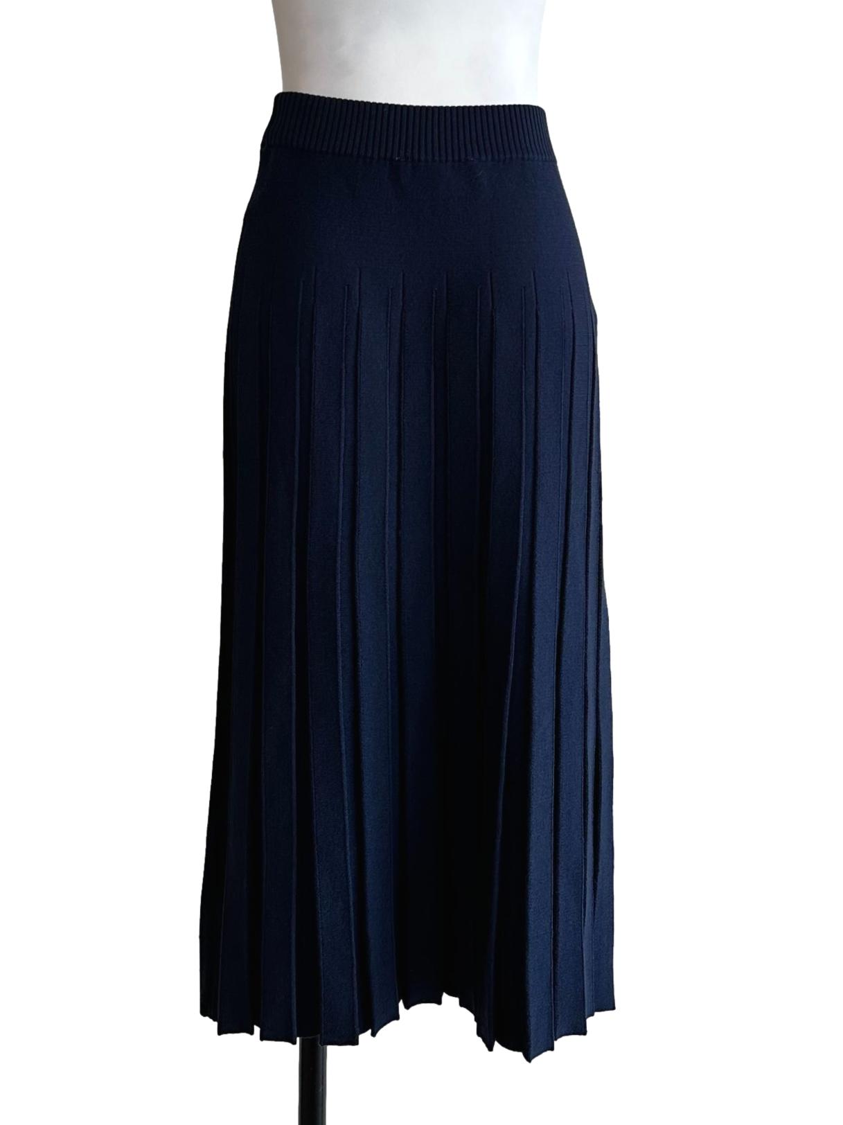 Navy Blue Pleated Skirt