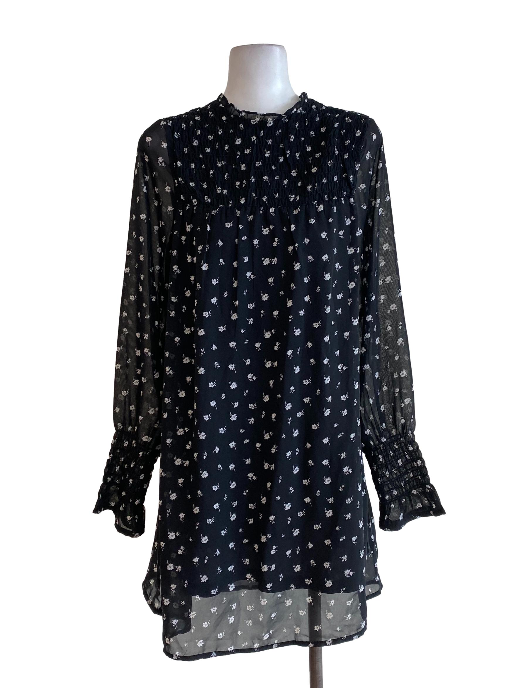 Black Floral Empire Dress