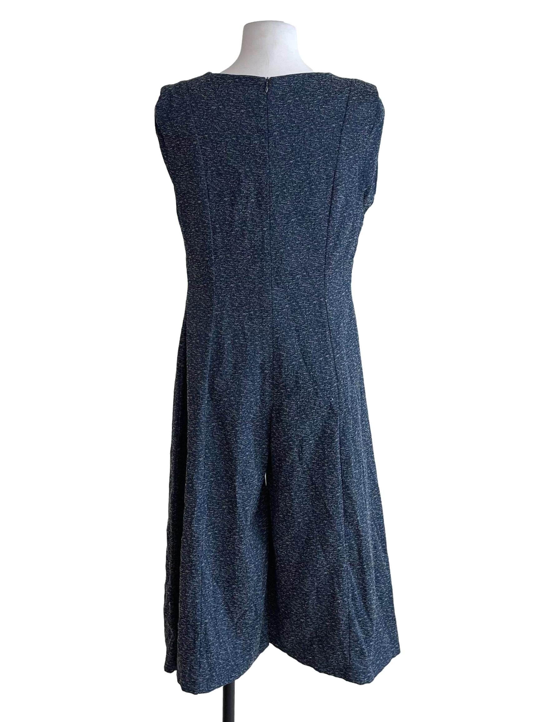 Aegean Blue Tweed Flared Jumpsuit