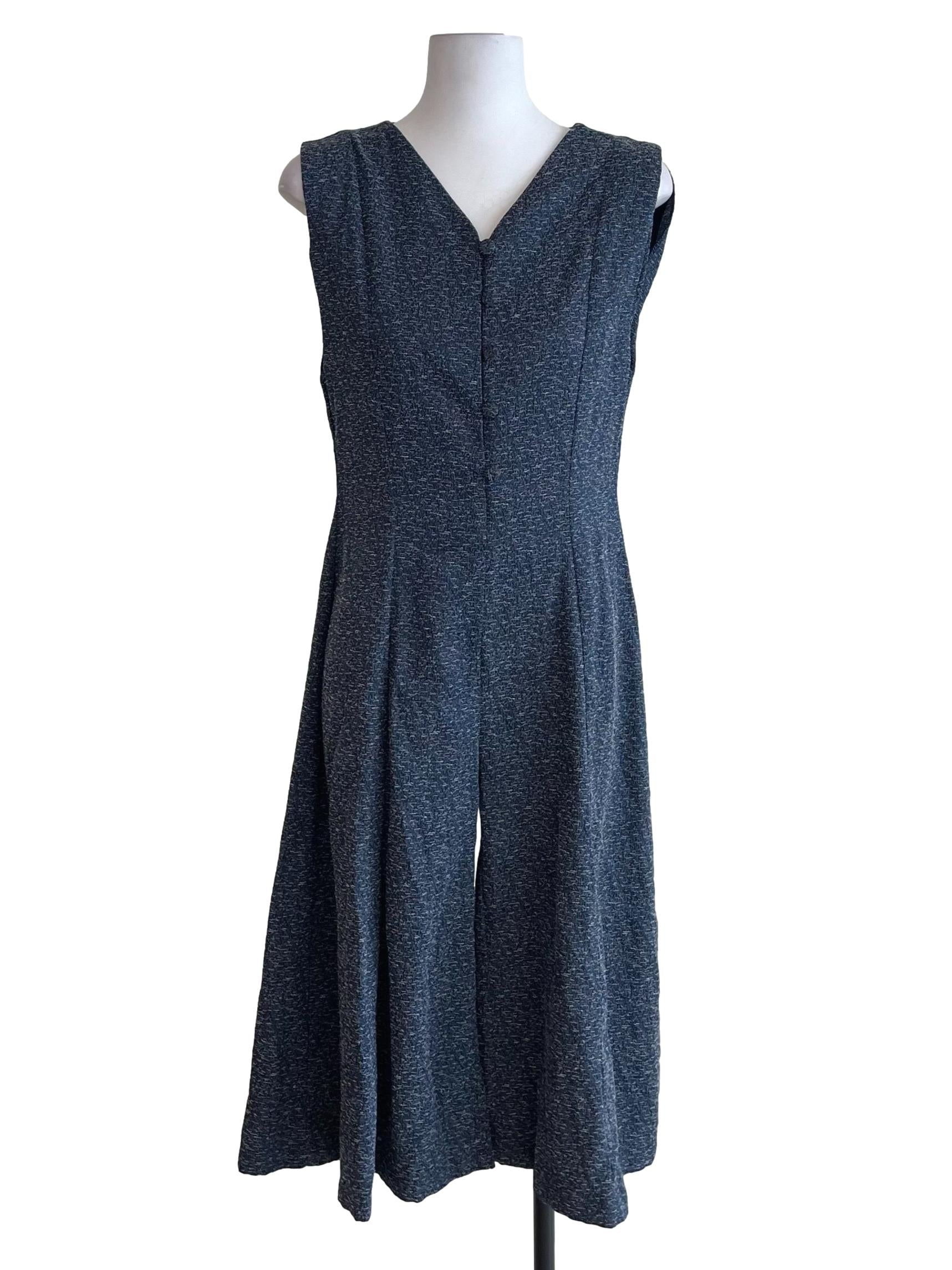 Aegean Blue Tweed Flared Jumpsuit
