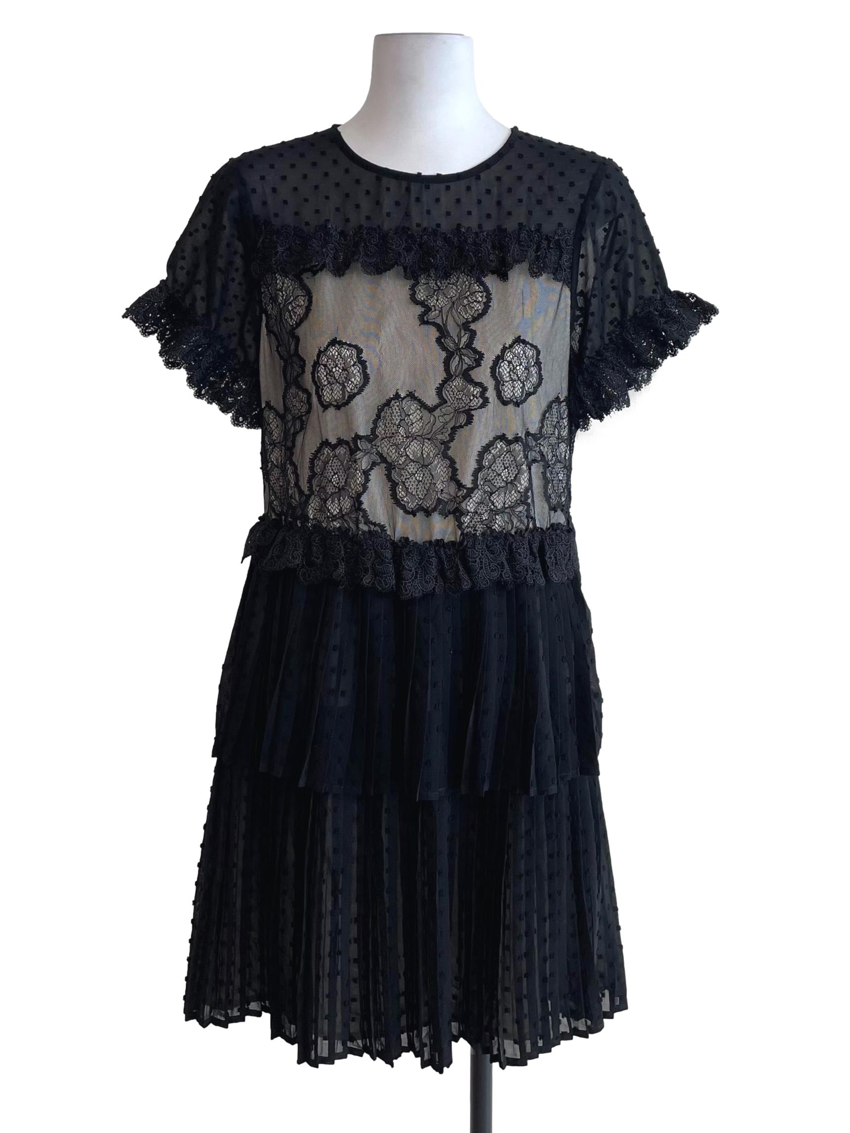 Black Lace & Dots Layered Dress