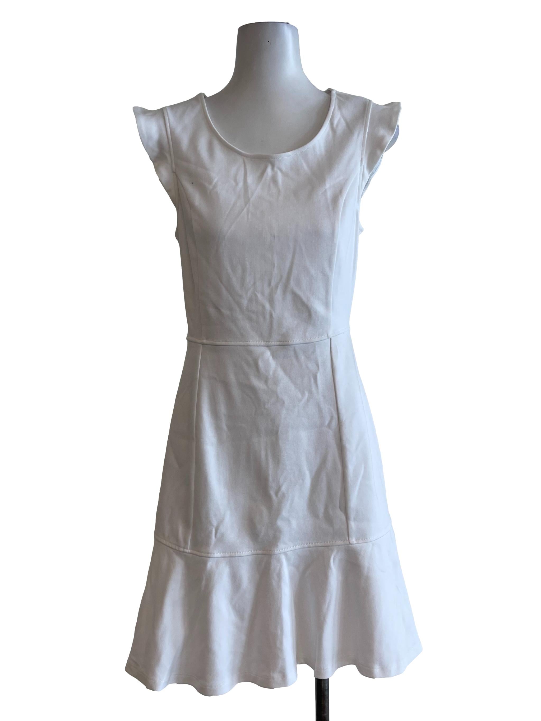 Off White Plain Sleeveless Dress