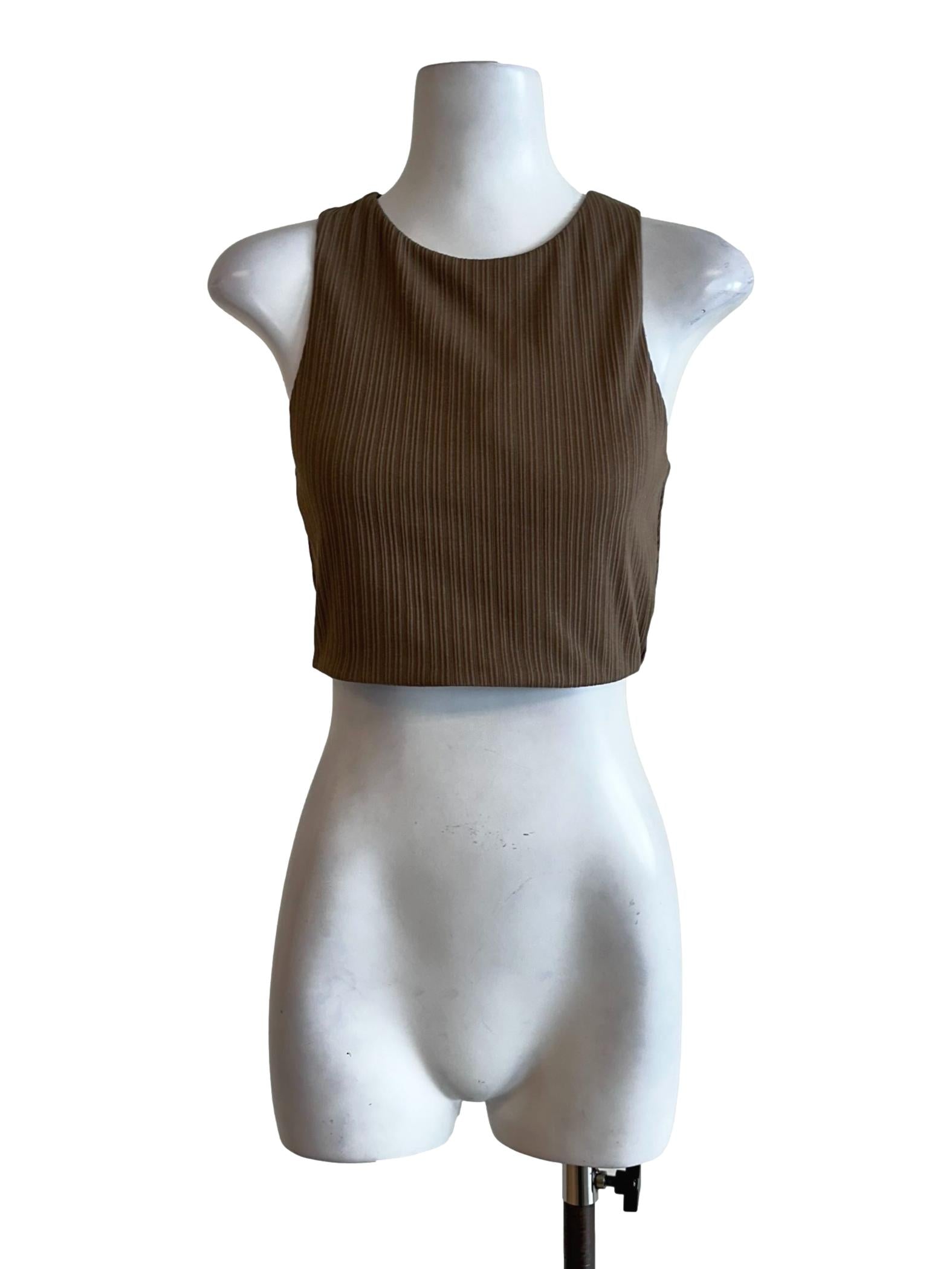 Cedar Brown Textured Sleeveless Top