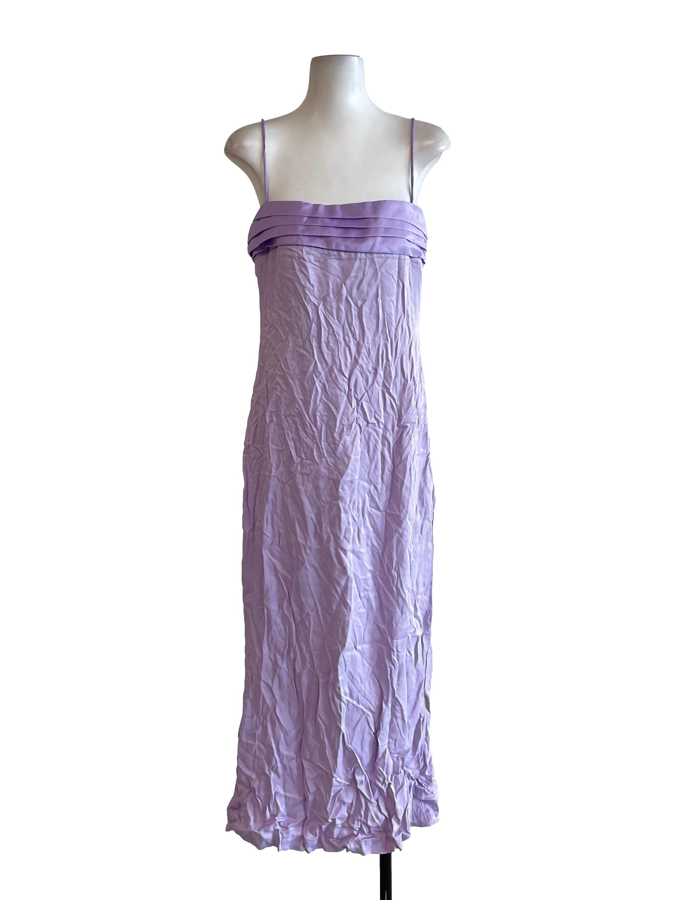Lilac Bow Satin Slip Dress