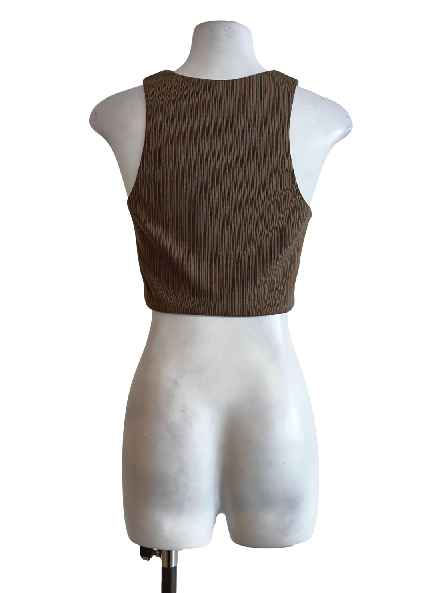 Cedar Brown Textured Sleeveless Top