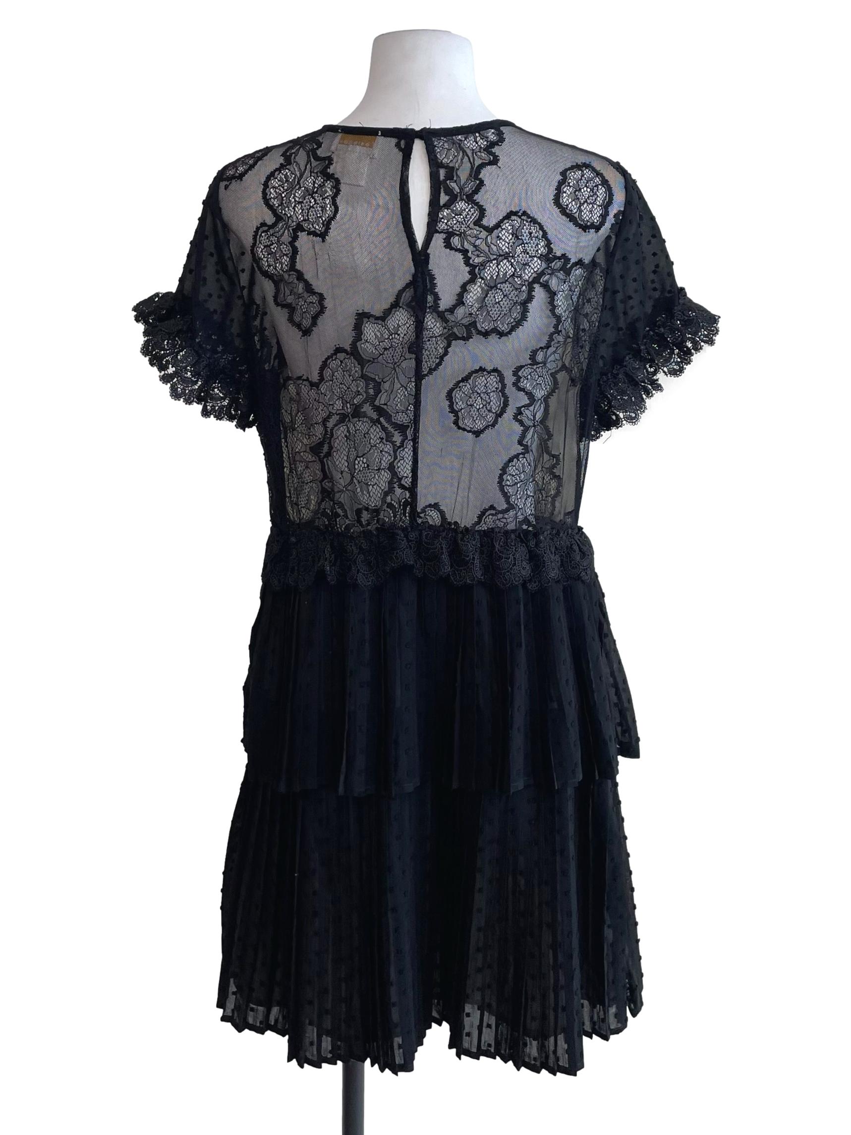Black Lace & Dots Layered Dress