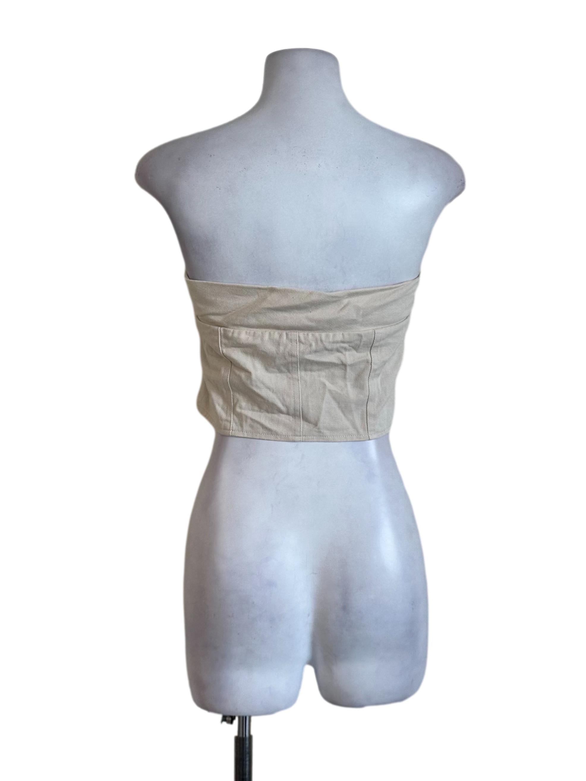 Sand Beige Zipped Denim Top