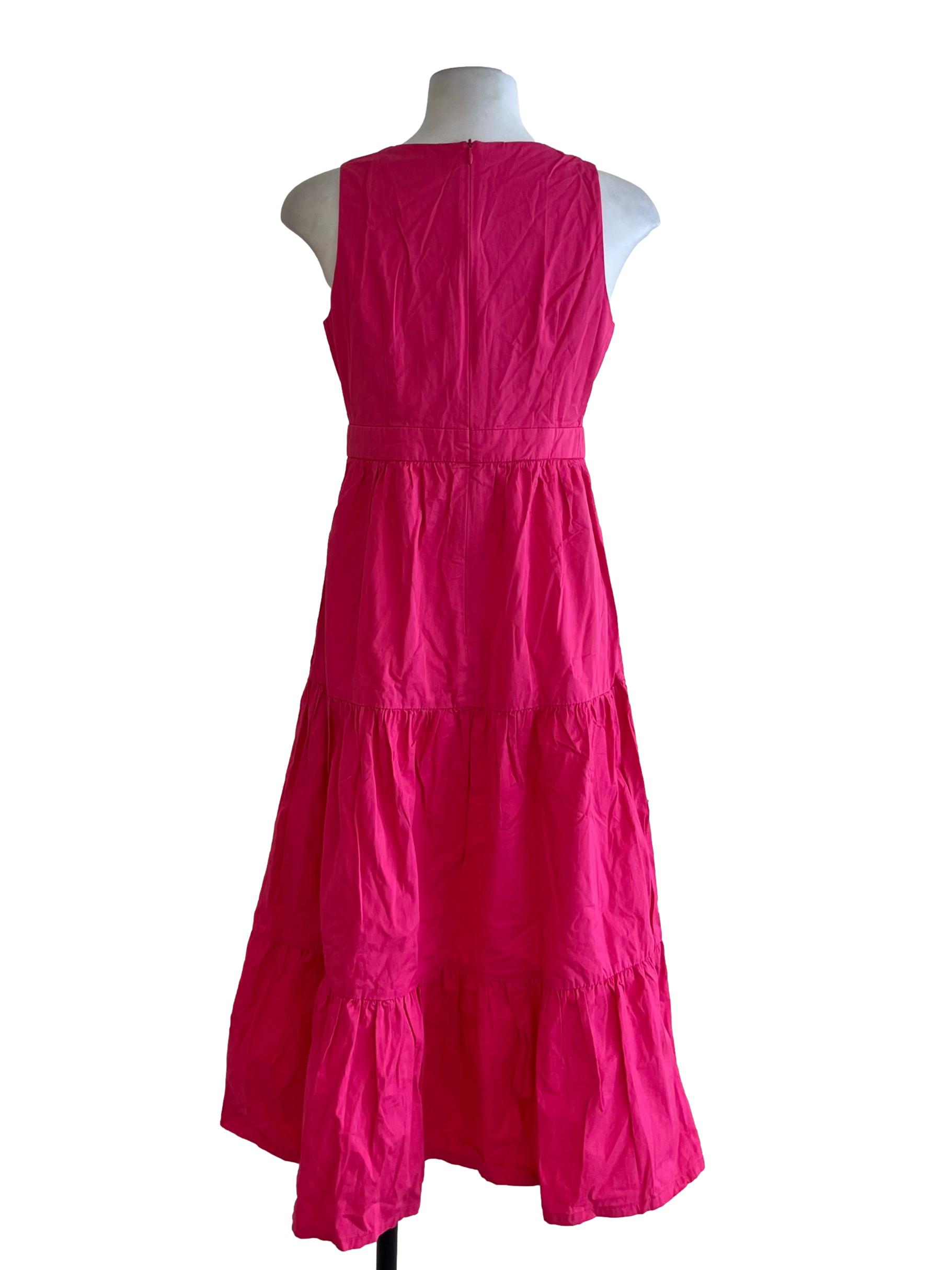Fuchsia Pink Square Neckline A-Line Dress
