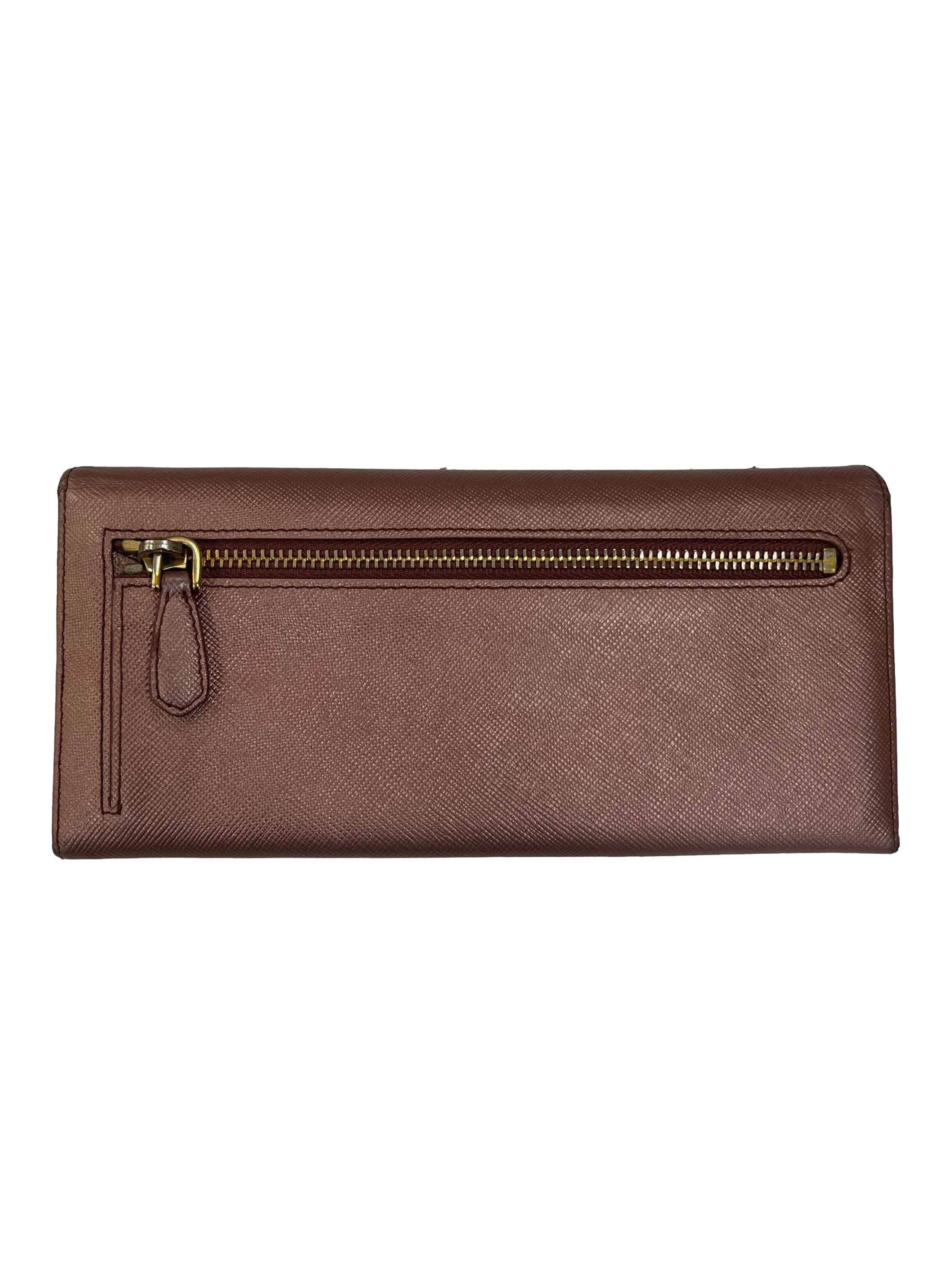 Pink Leather Prada Saffiano Long Wallet CSN