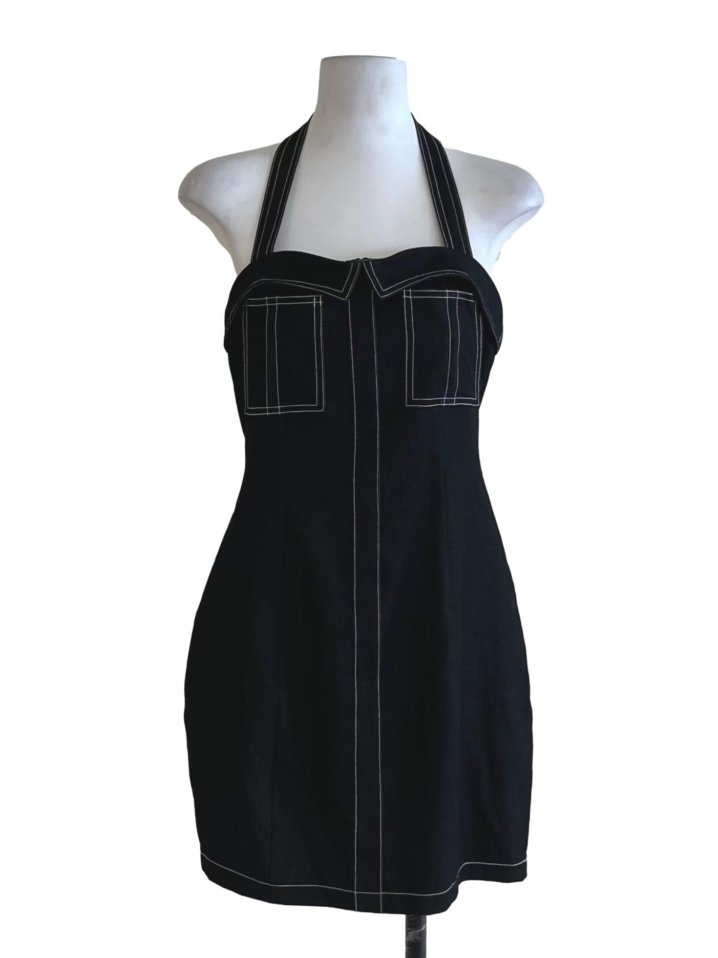 Black Halter Neckline Sheath Dress