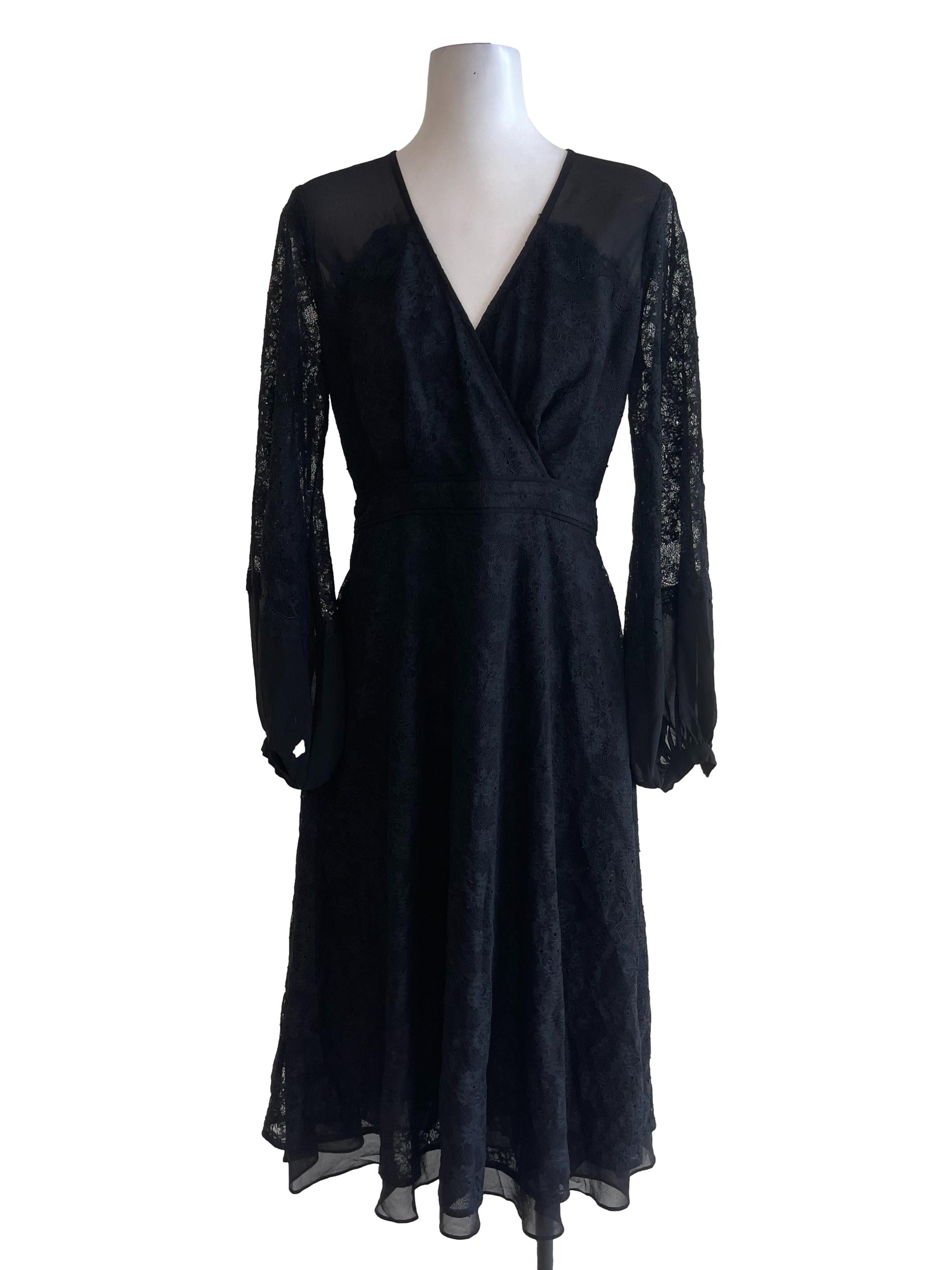 Black Open Back Long Sleeves Dress
