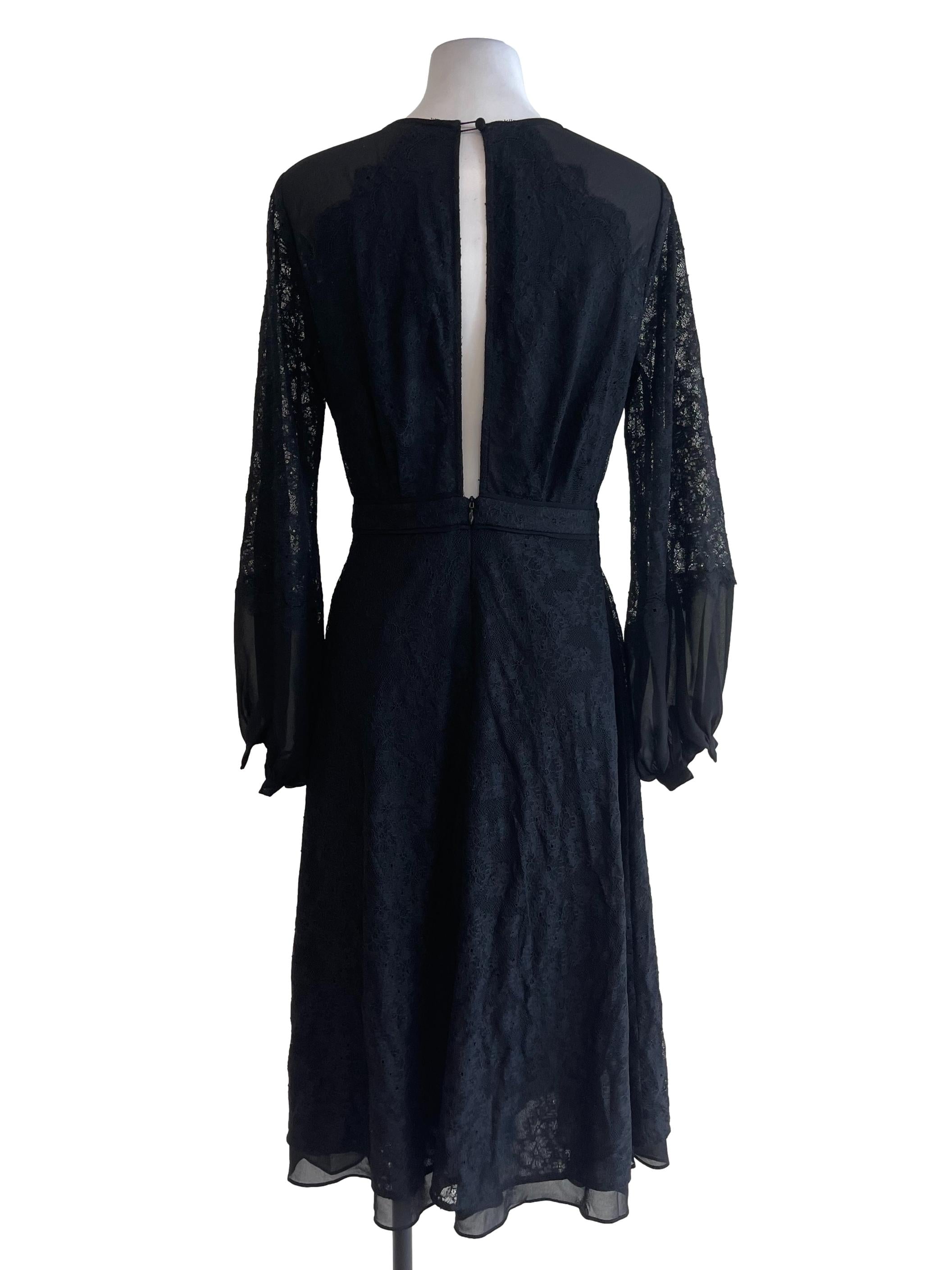 Black Open Back Long Sleeves Dress