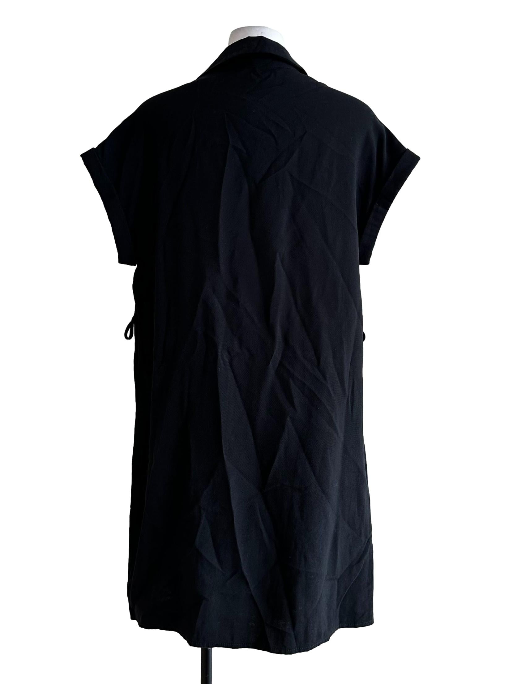 Black Sleeveless Collar Dress