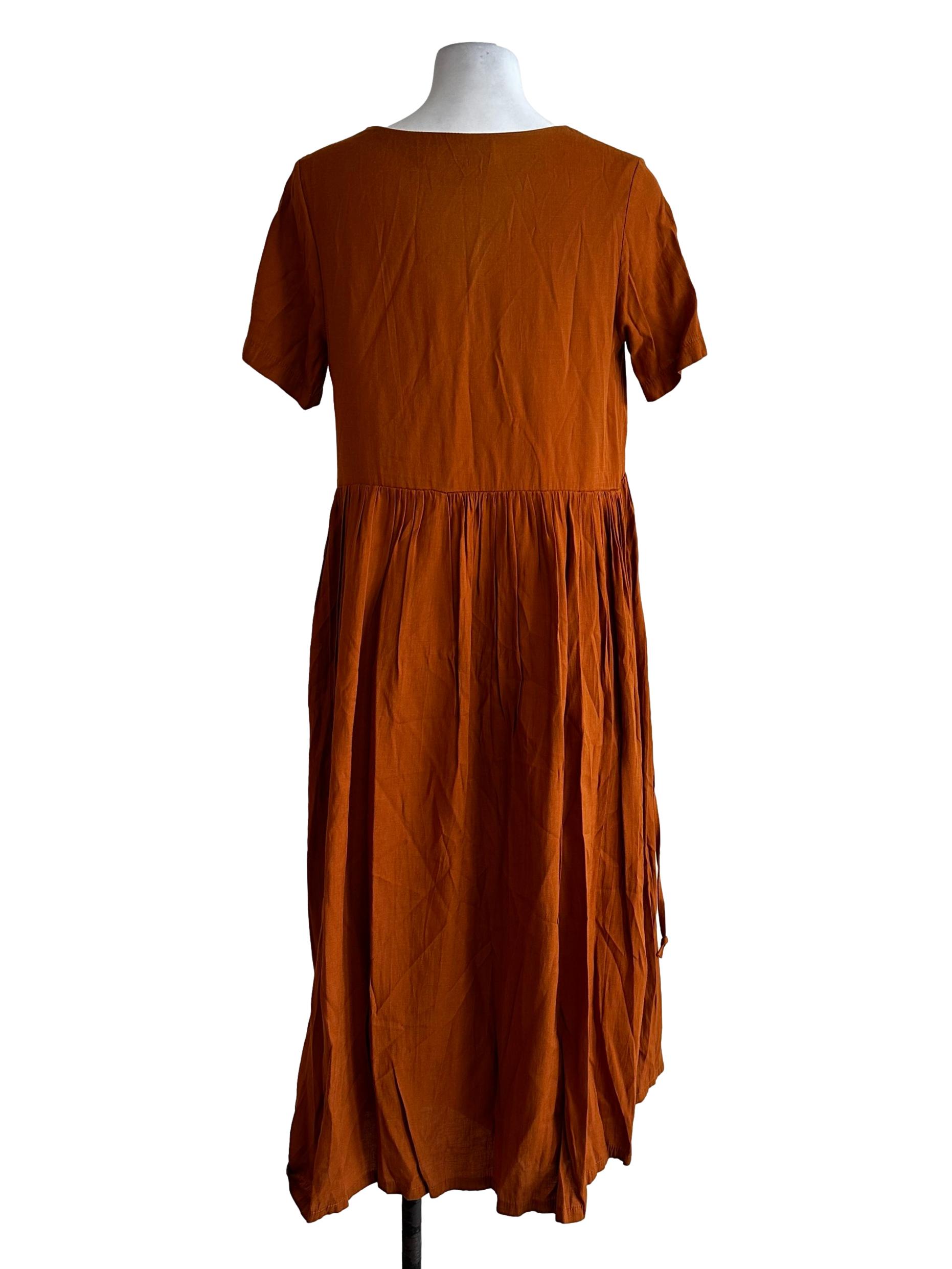 Yam Orange V Neckline Dress