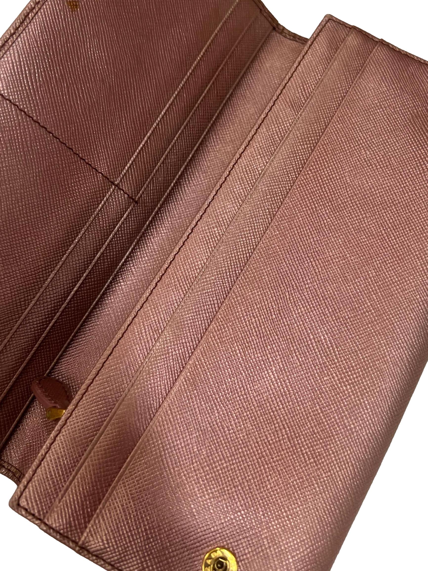 Pink Leather Prada Saffiano Long Wallet CSN