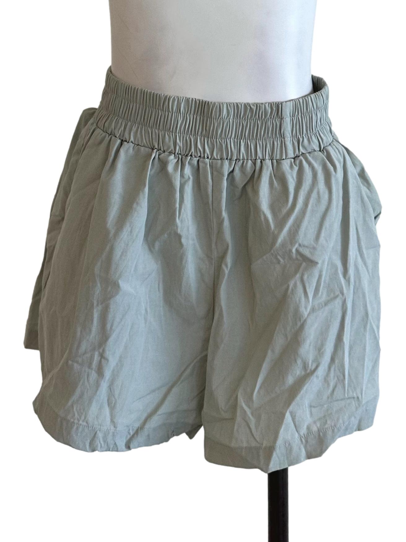 Sage Green Elastic Waist Shorts