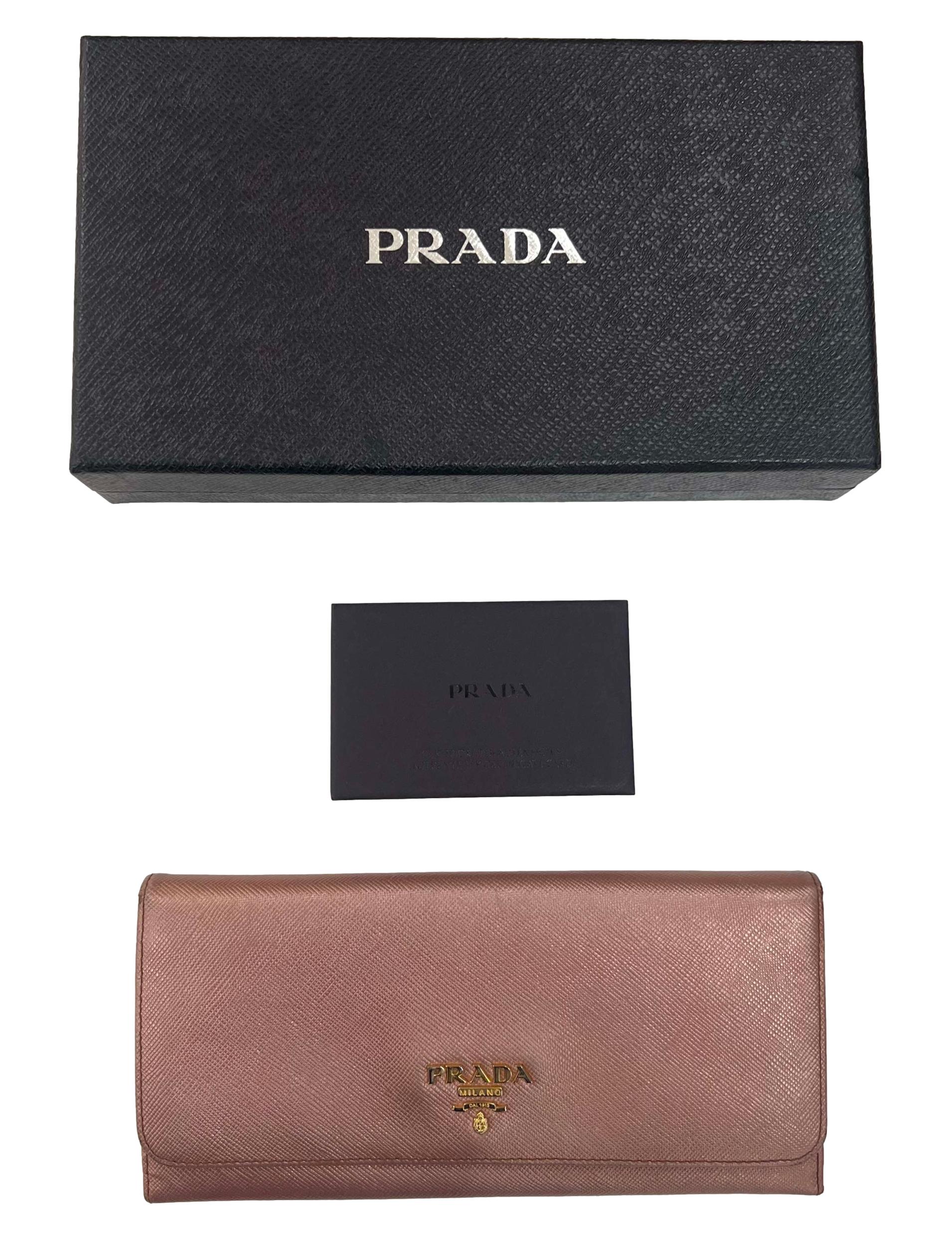 Pink Leather Prada Saffiano Long Wallet CSN