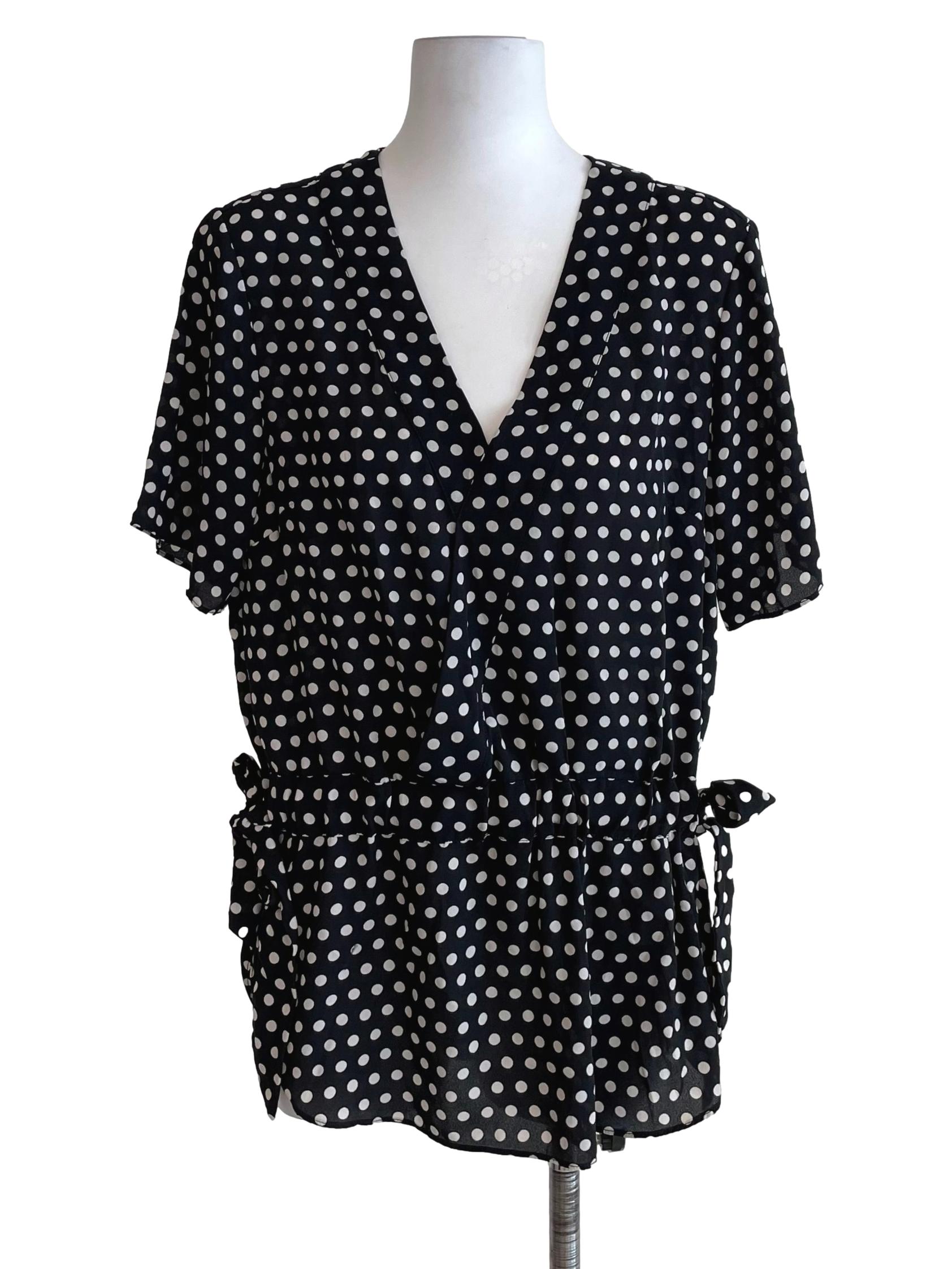 Black Polka Dots Wendy Wrap Top