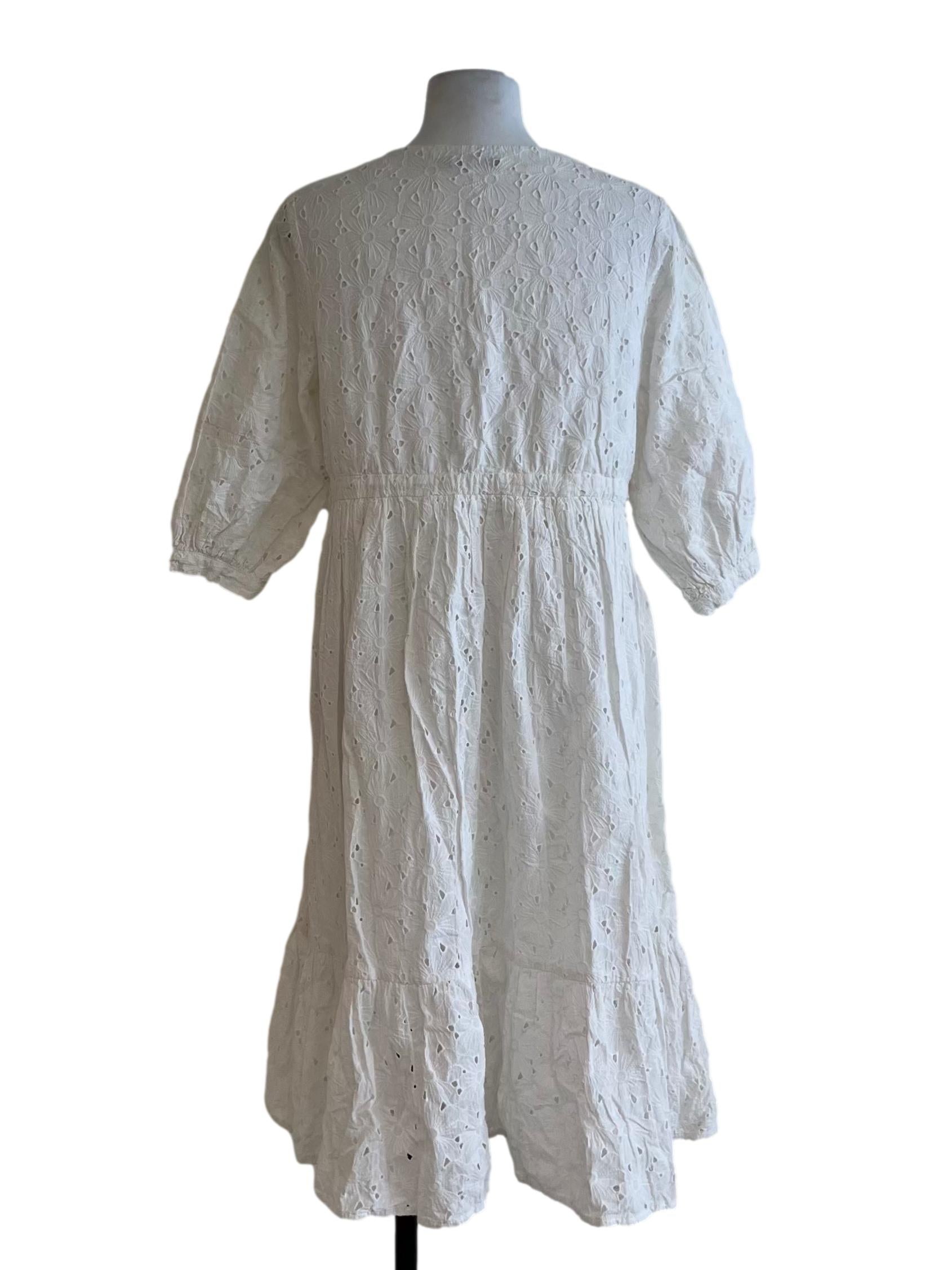 White V-Neckline Empire Dress