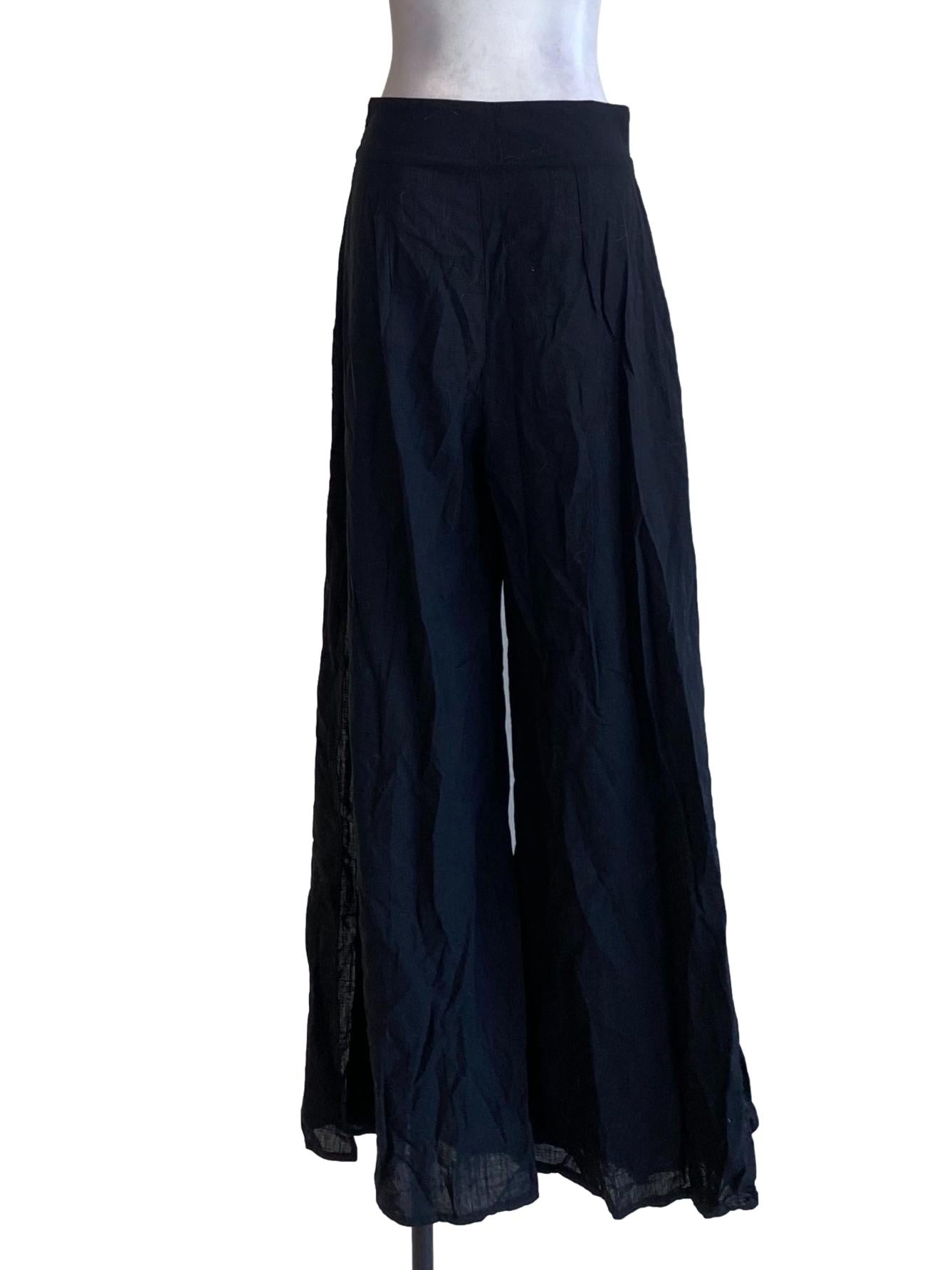 Coal Black Wide Leg Loose Baggy Palazzo