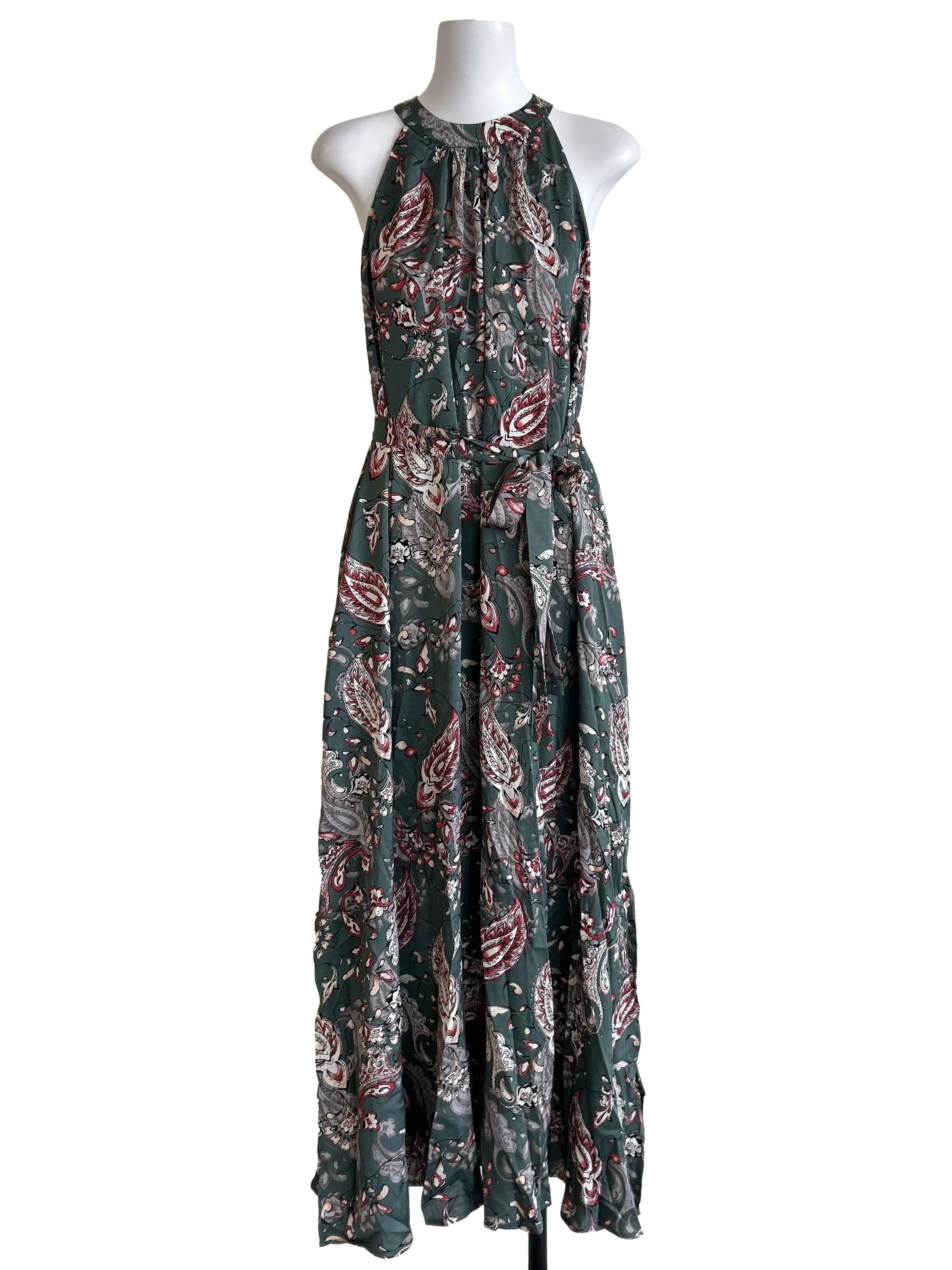 Pine Green Paisley Halter Dress