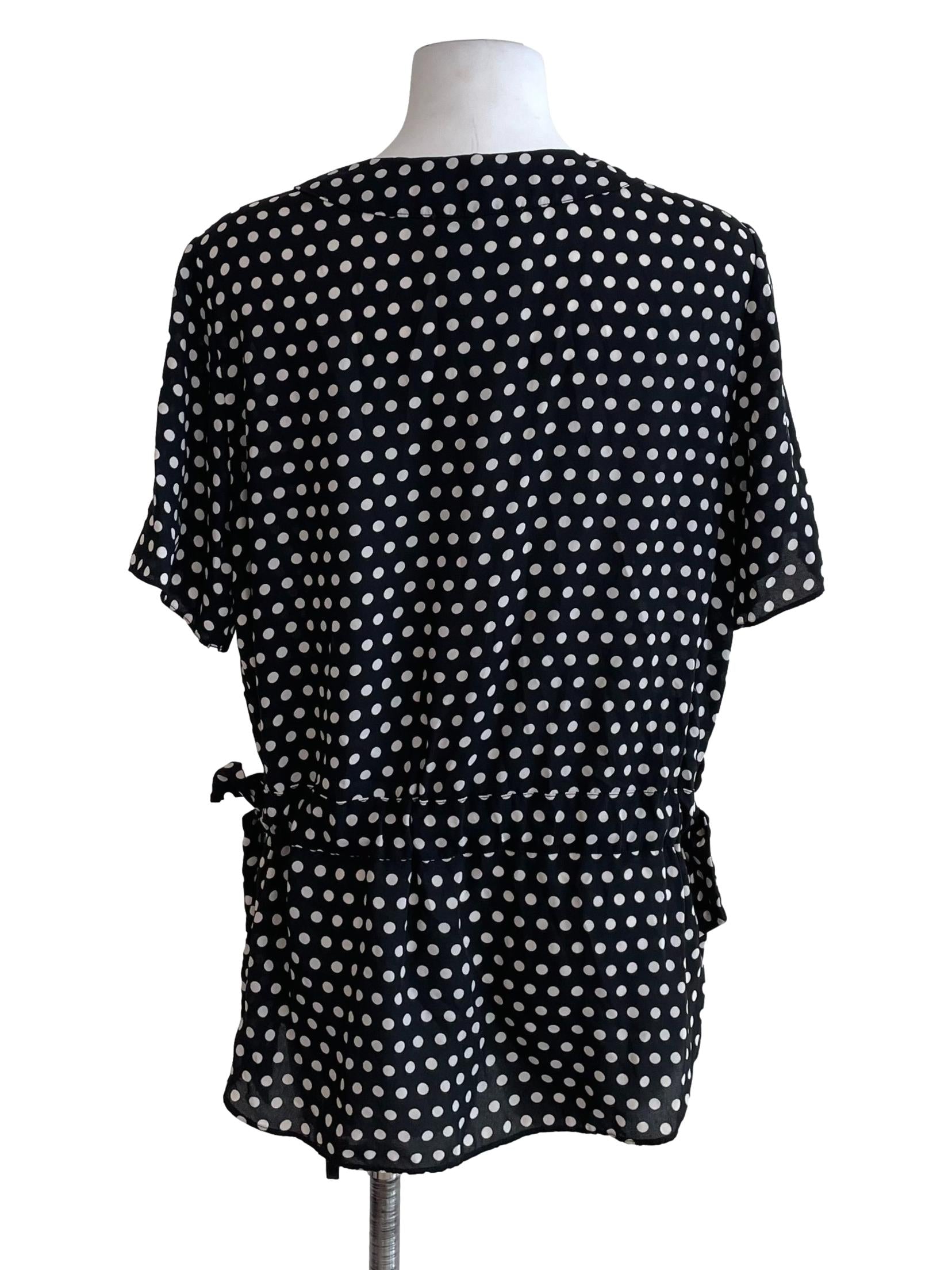 Black Polka Dots Wendy Wrap Top