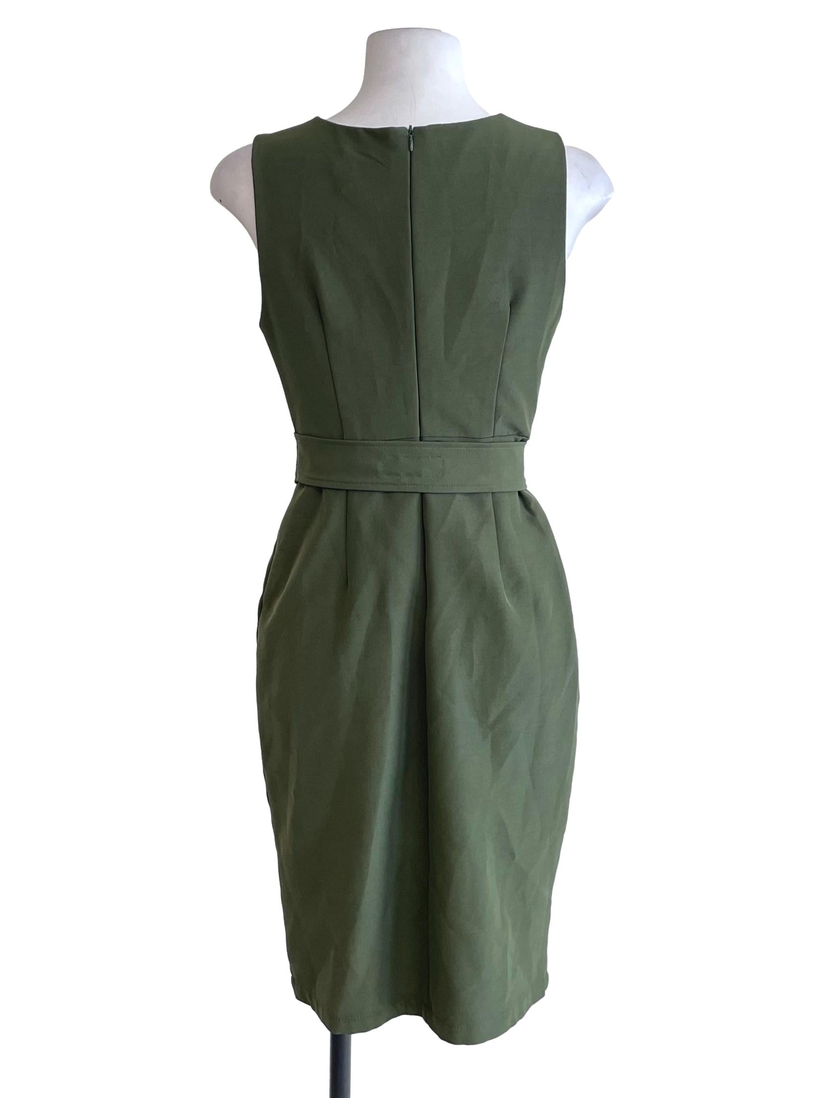 Dusty Green Slanted Button Down Slip Dress