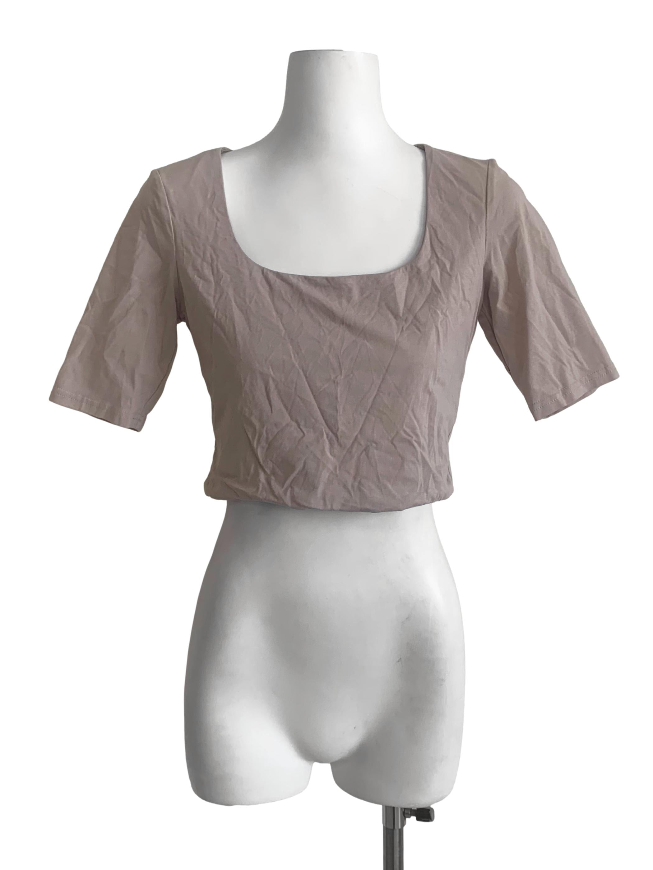 Sandcastle Beige Square Neck Crop Top