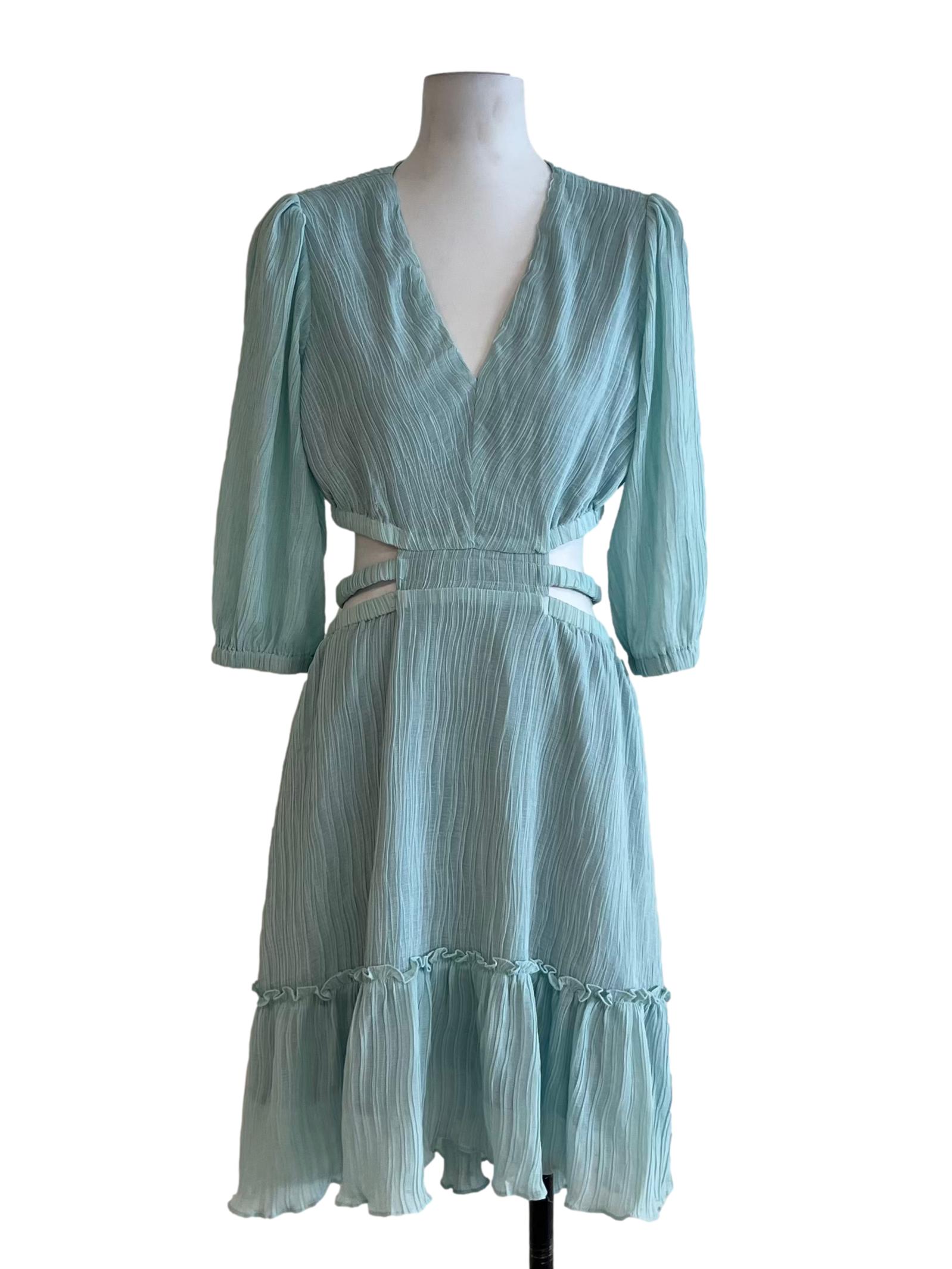 Sky Blue V-Neckline Empire Dress