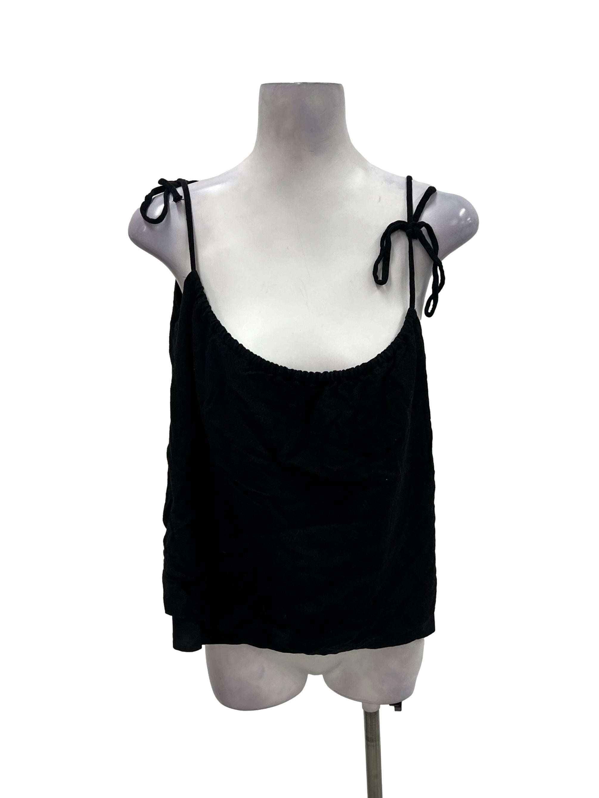 Black Self Tie Shift Top