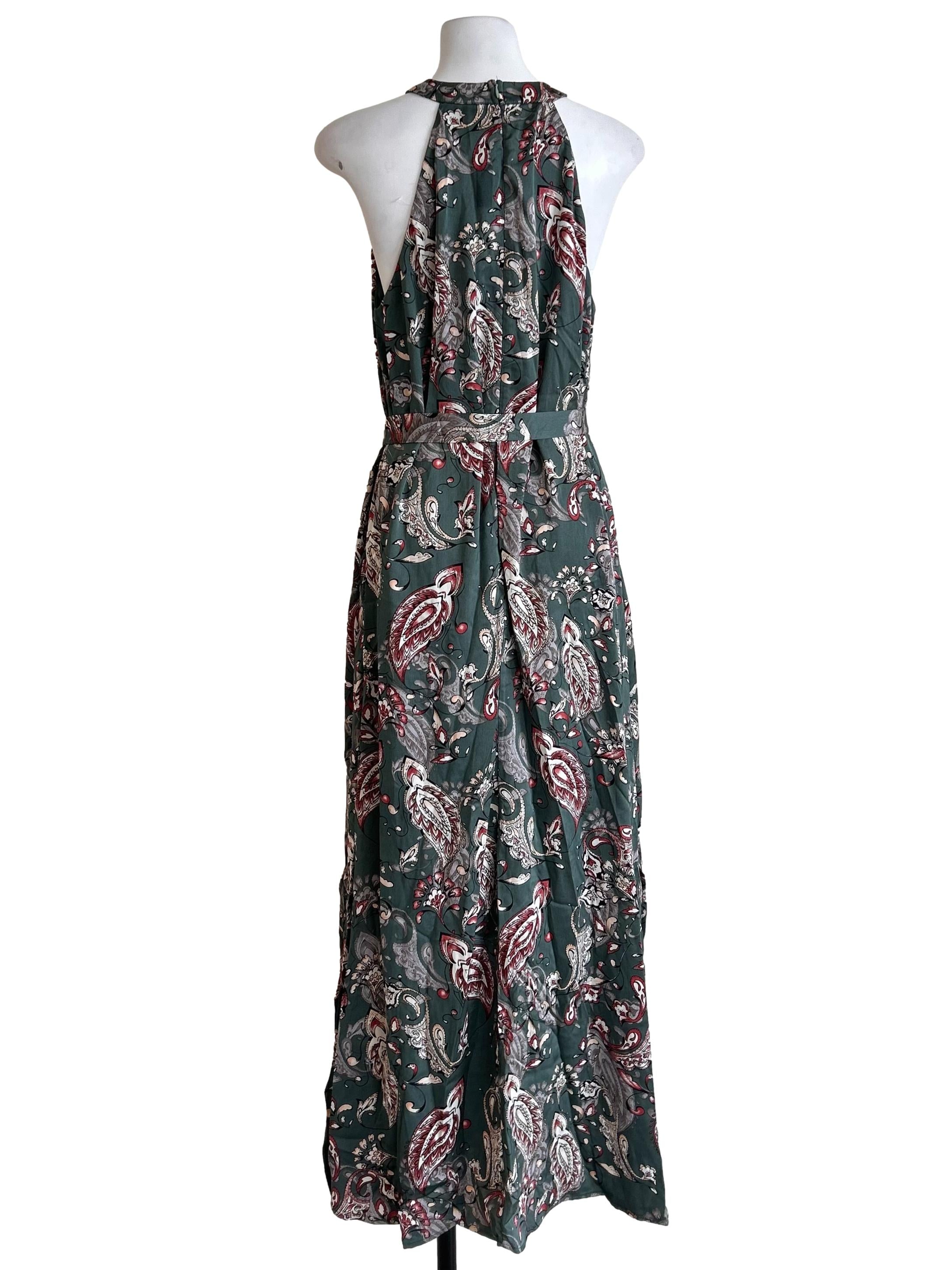 Pine Green Paisley Halter Dress