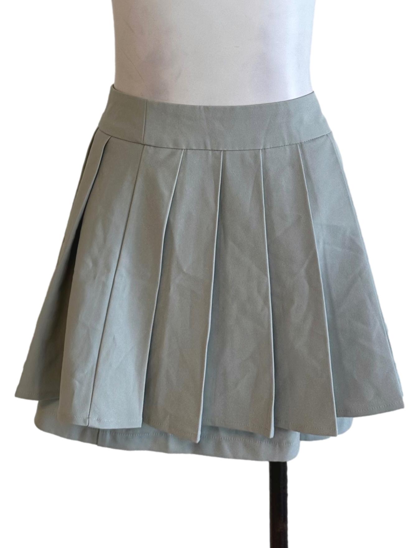 Dusty Grey Knife Pleated Skorts