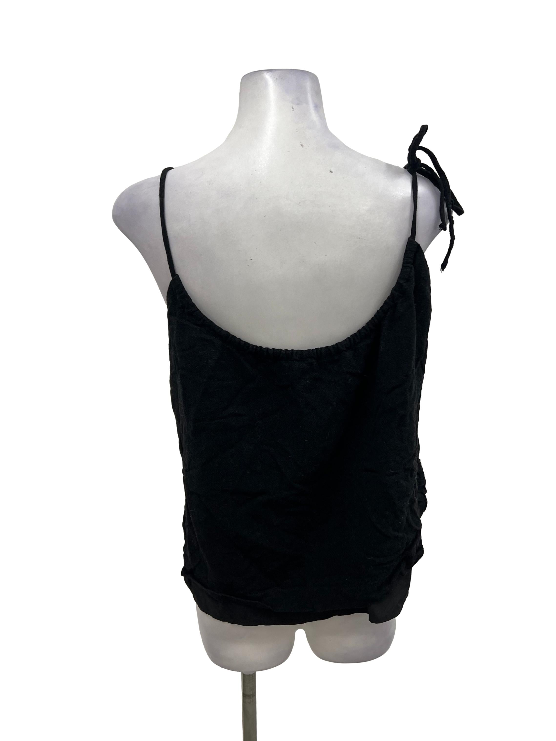 Black Self Tie Shift Top