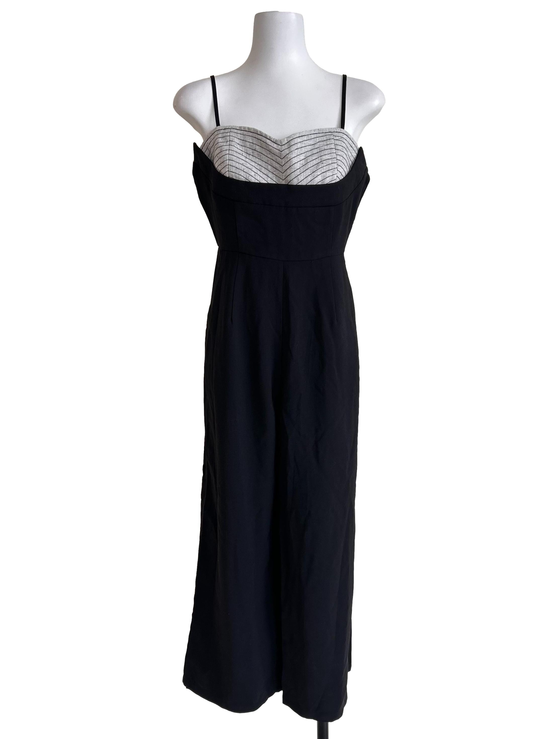 Black Wide Leg Sweetheart Neckline Jumpsuit
