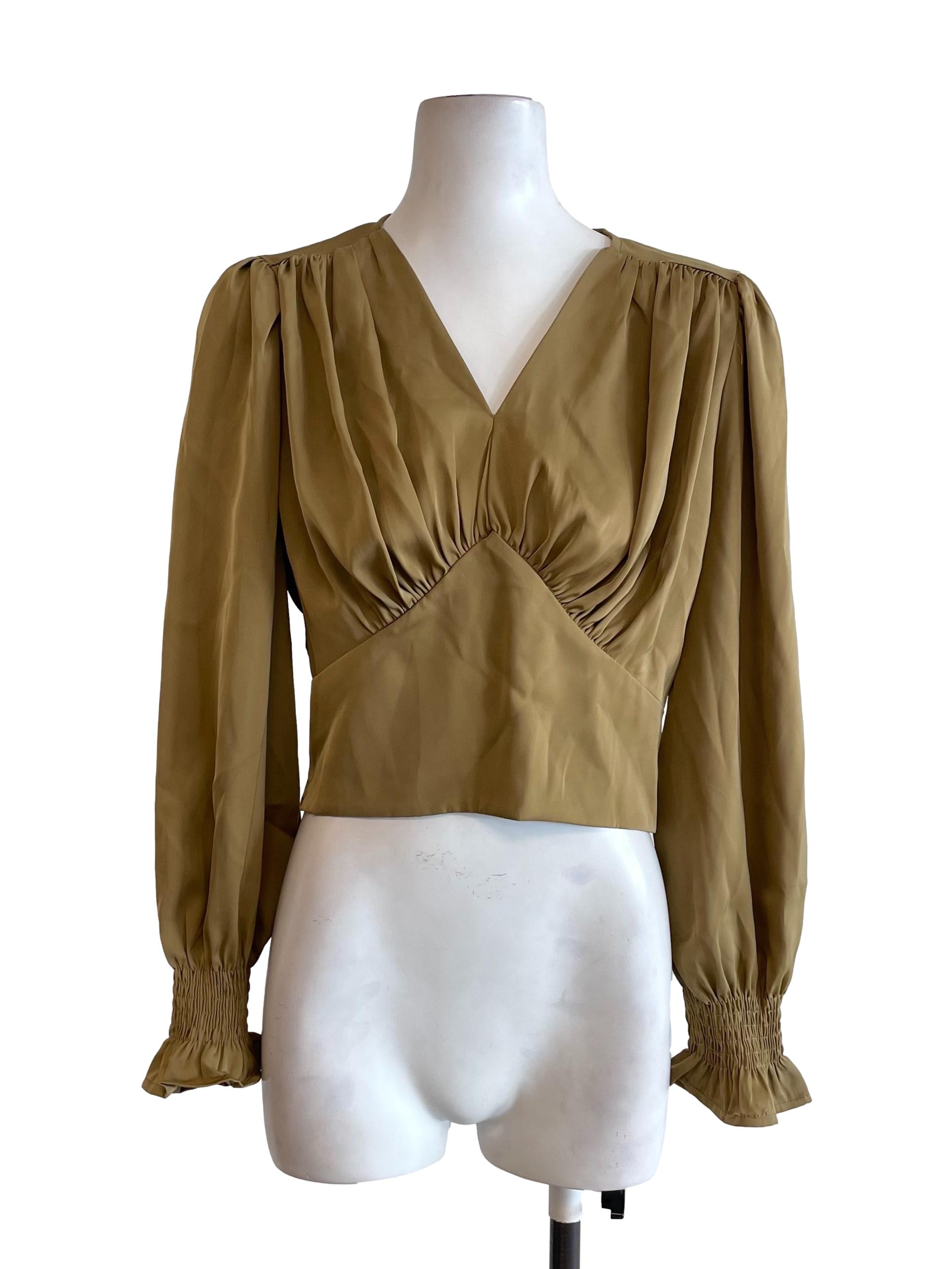 Fawn Draped Satin Top