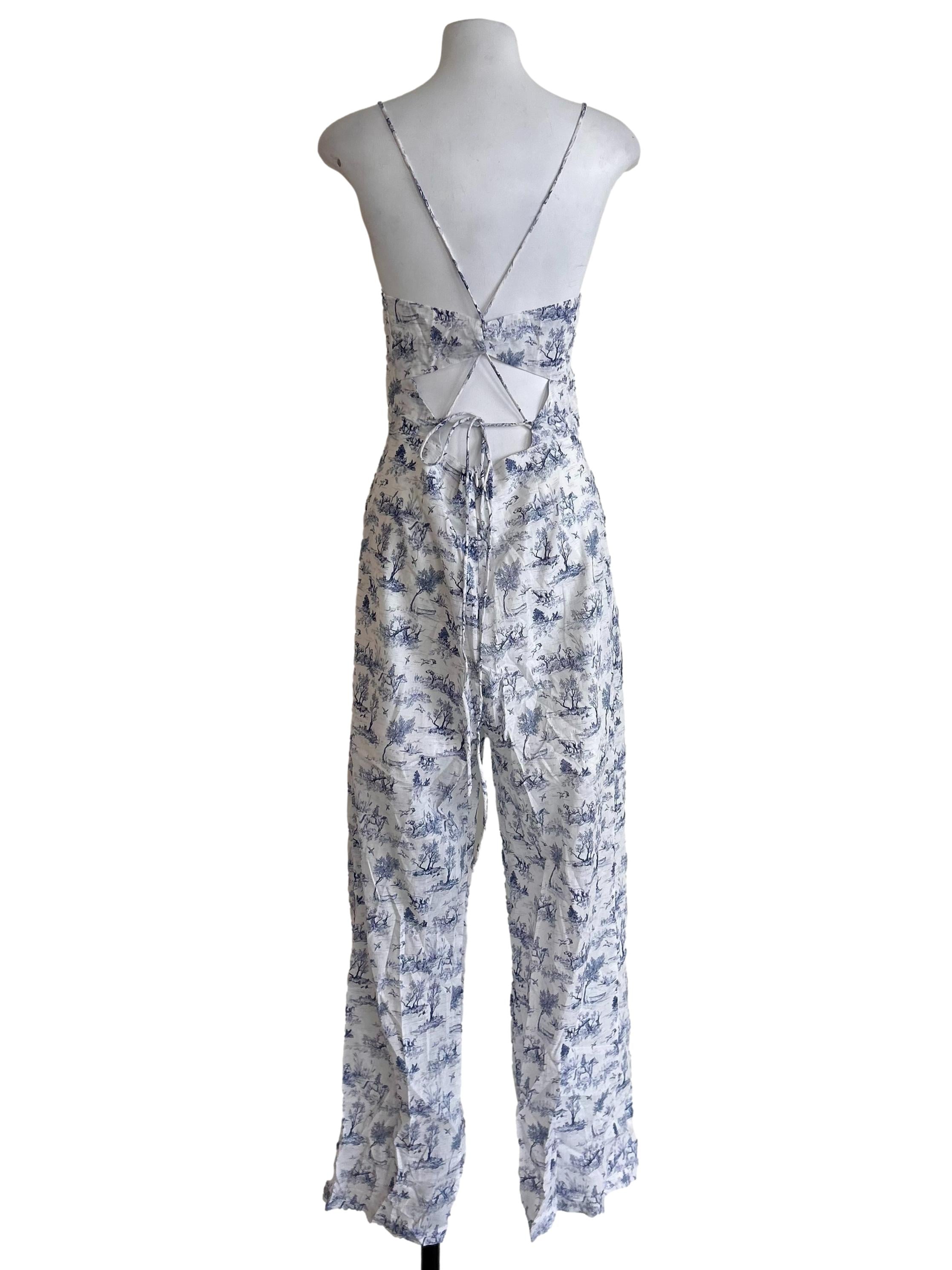 Blue And White Toile Jumpsuit