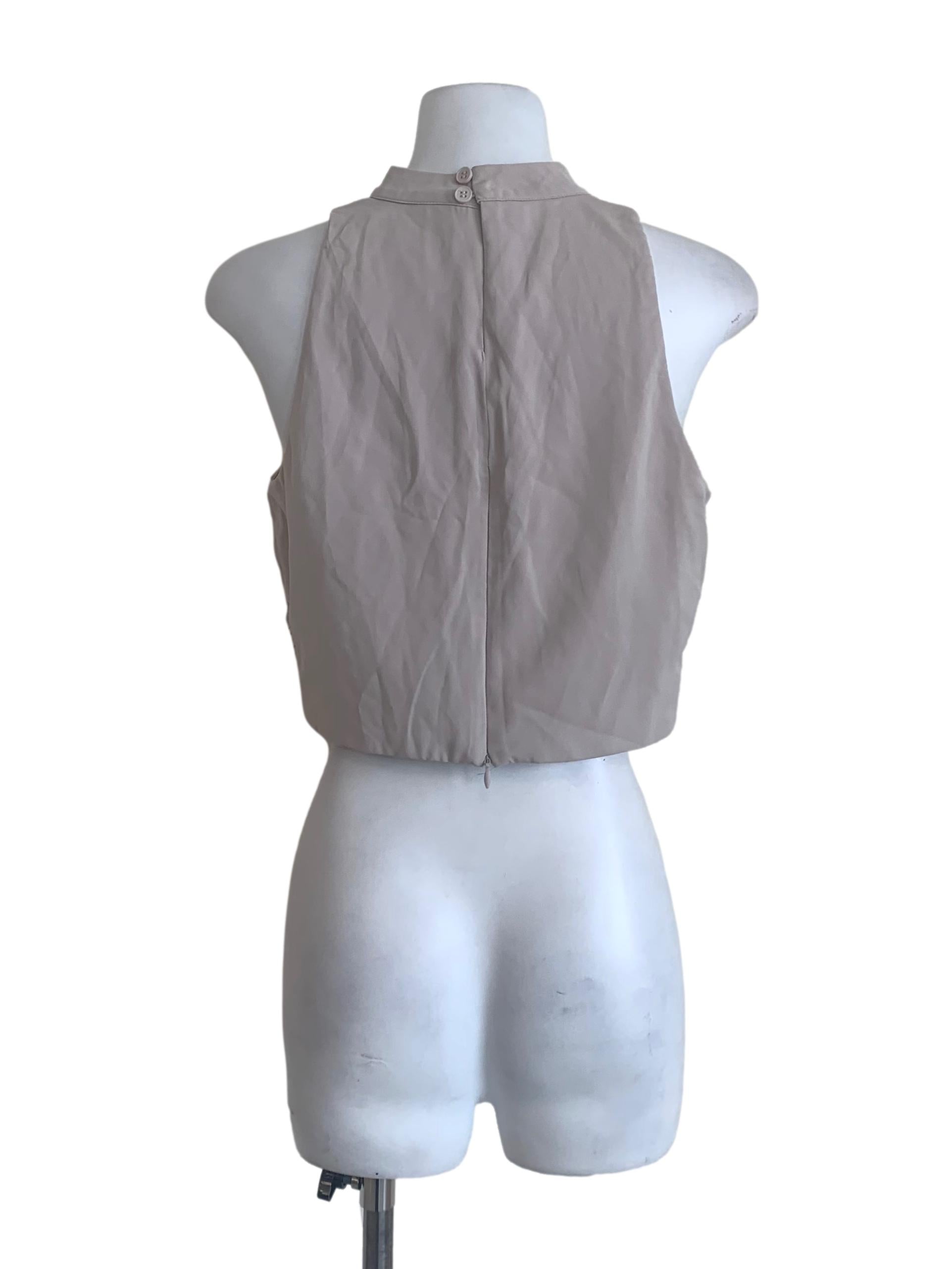 Bone Beige High Neck Top