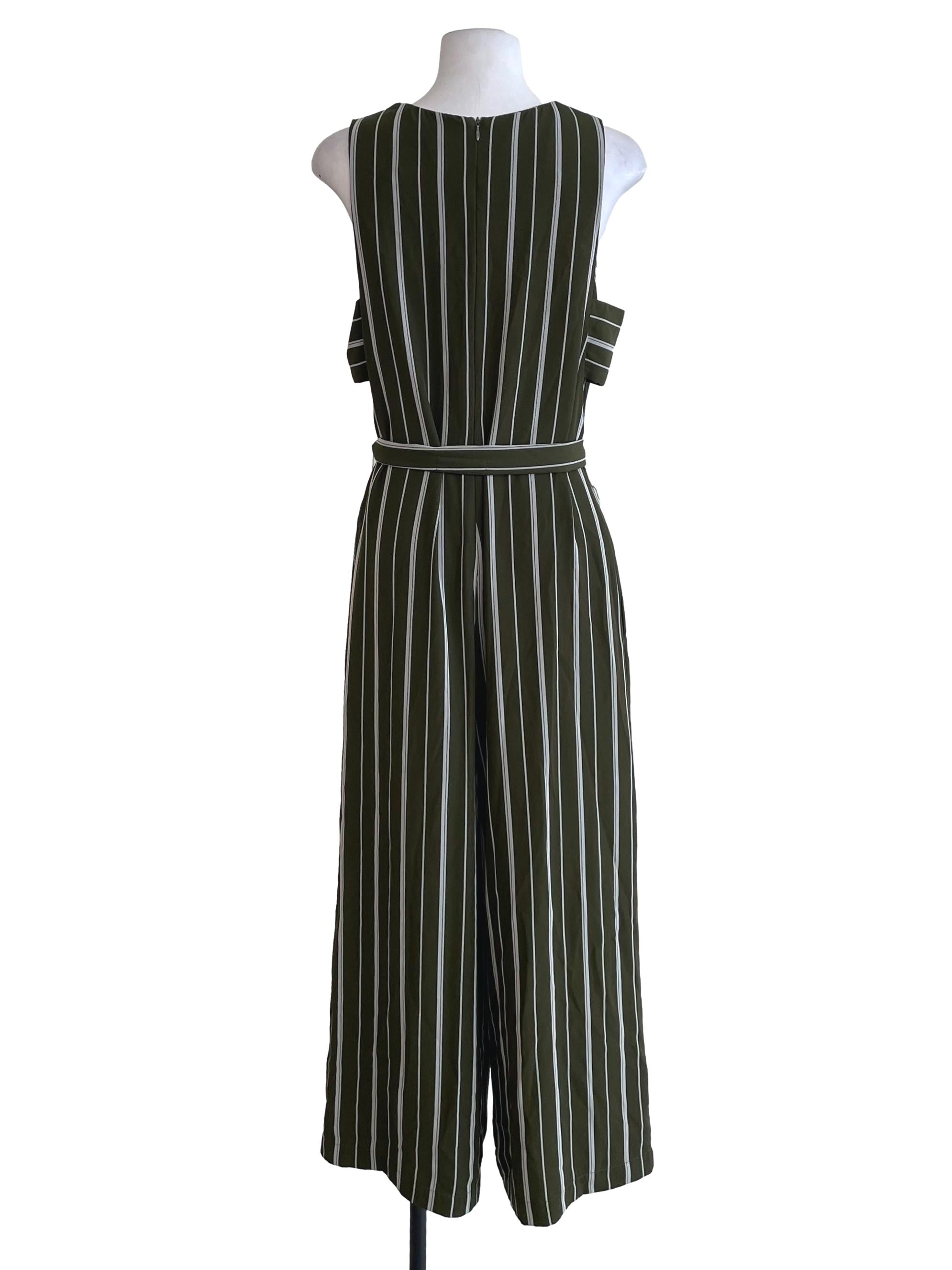 Crocodile Green Stripes Sleeveless Jumpsuit