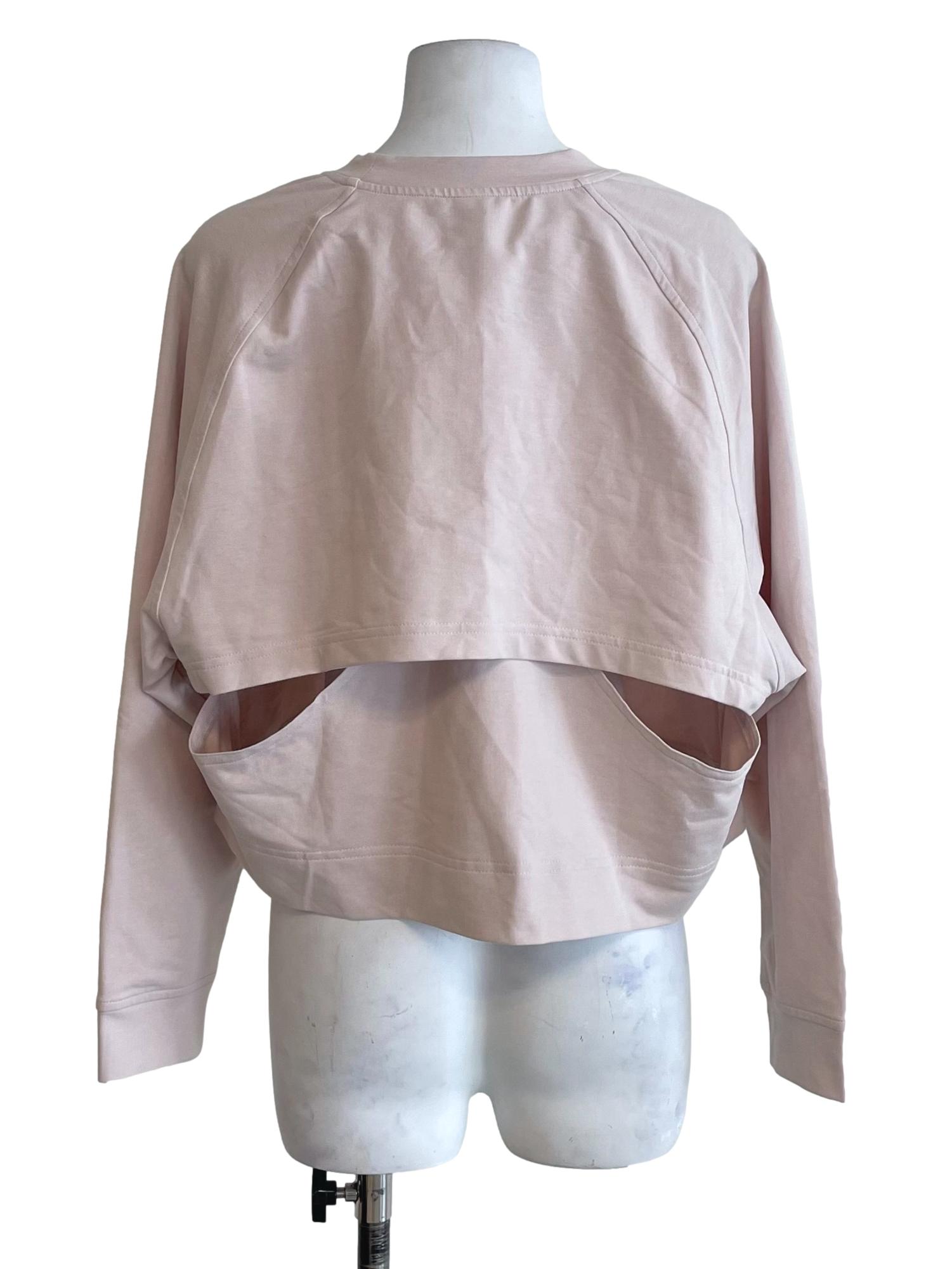 Ivory Pink Back Slit Wide Crop Top