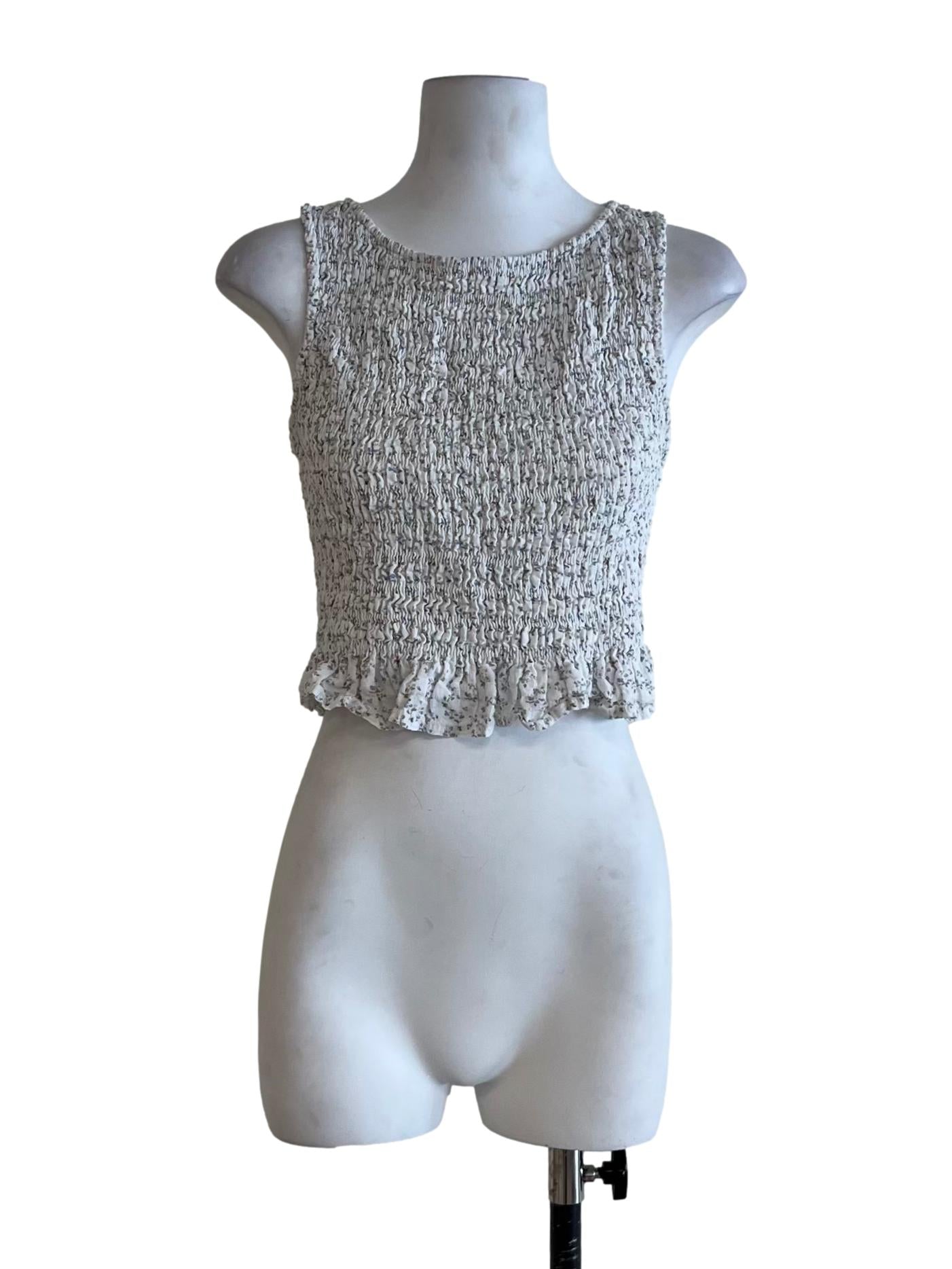 White Pleated Sleeveless Top