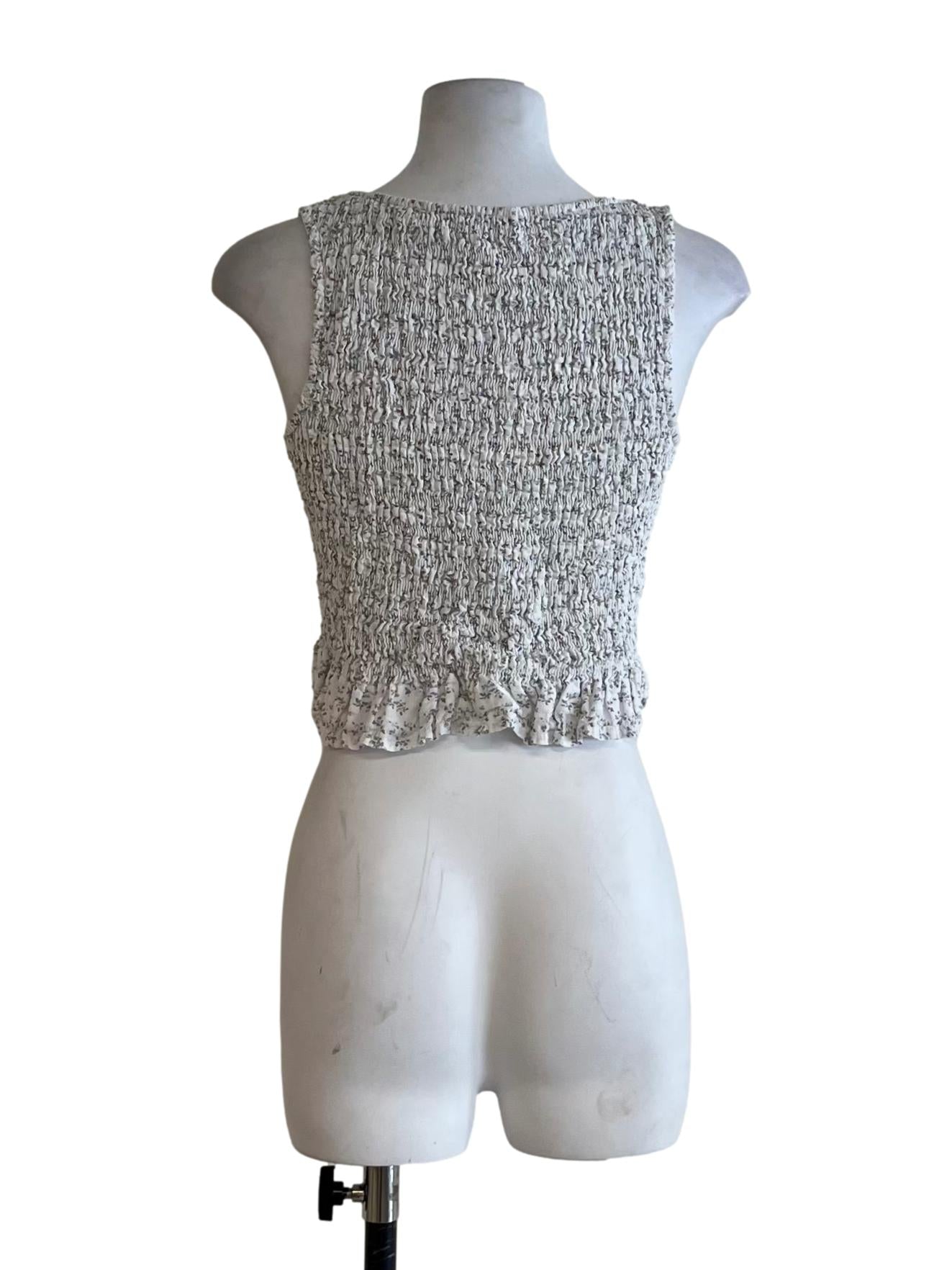 White Pleated Sleeveless Top