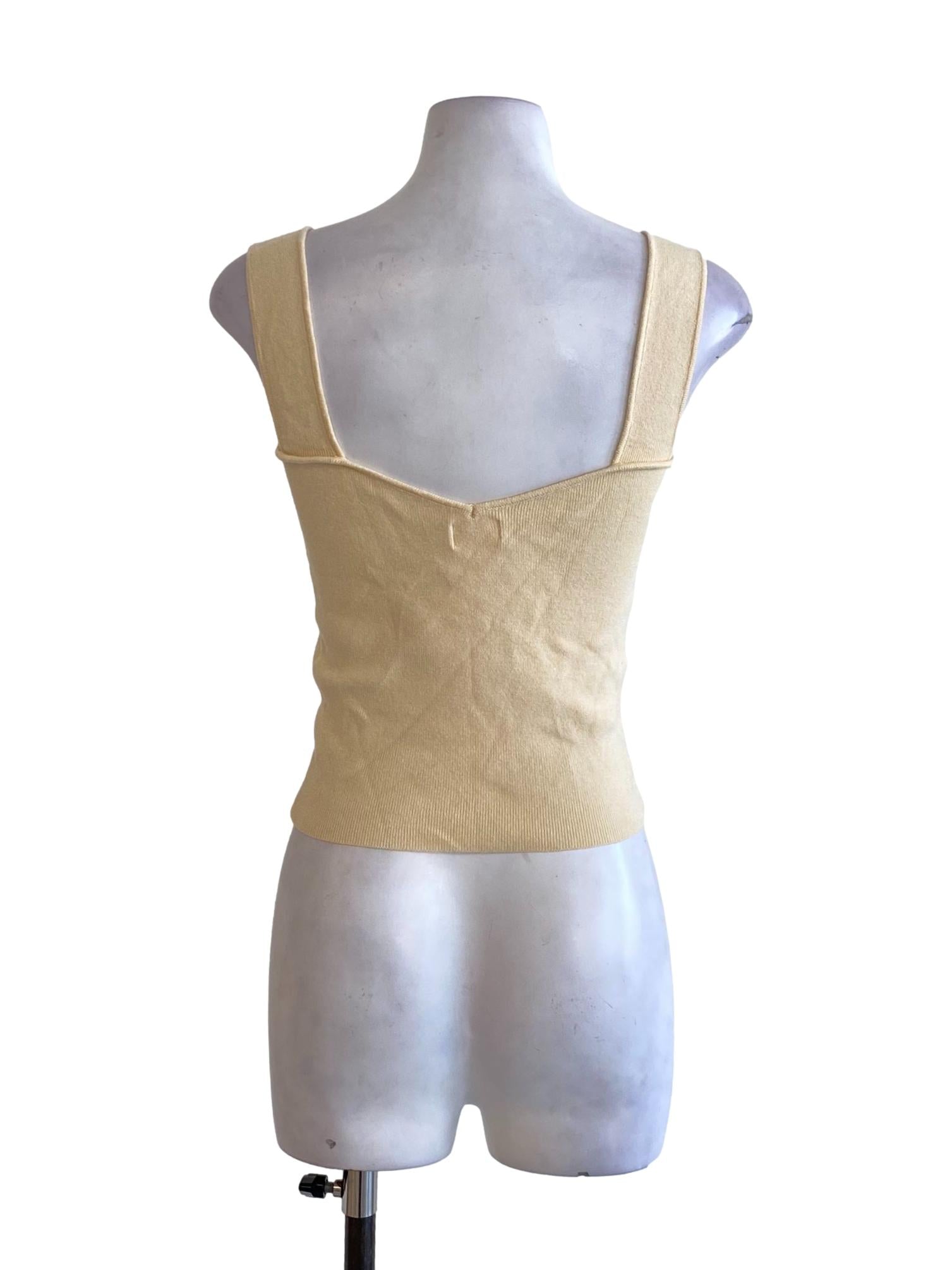 Buttermilk Yellow Square Neck Knitted Cropped Top