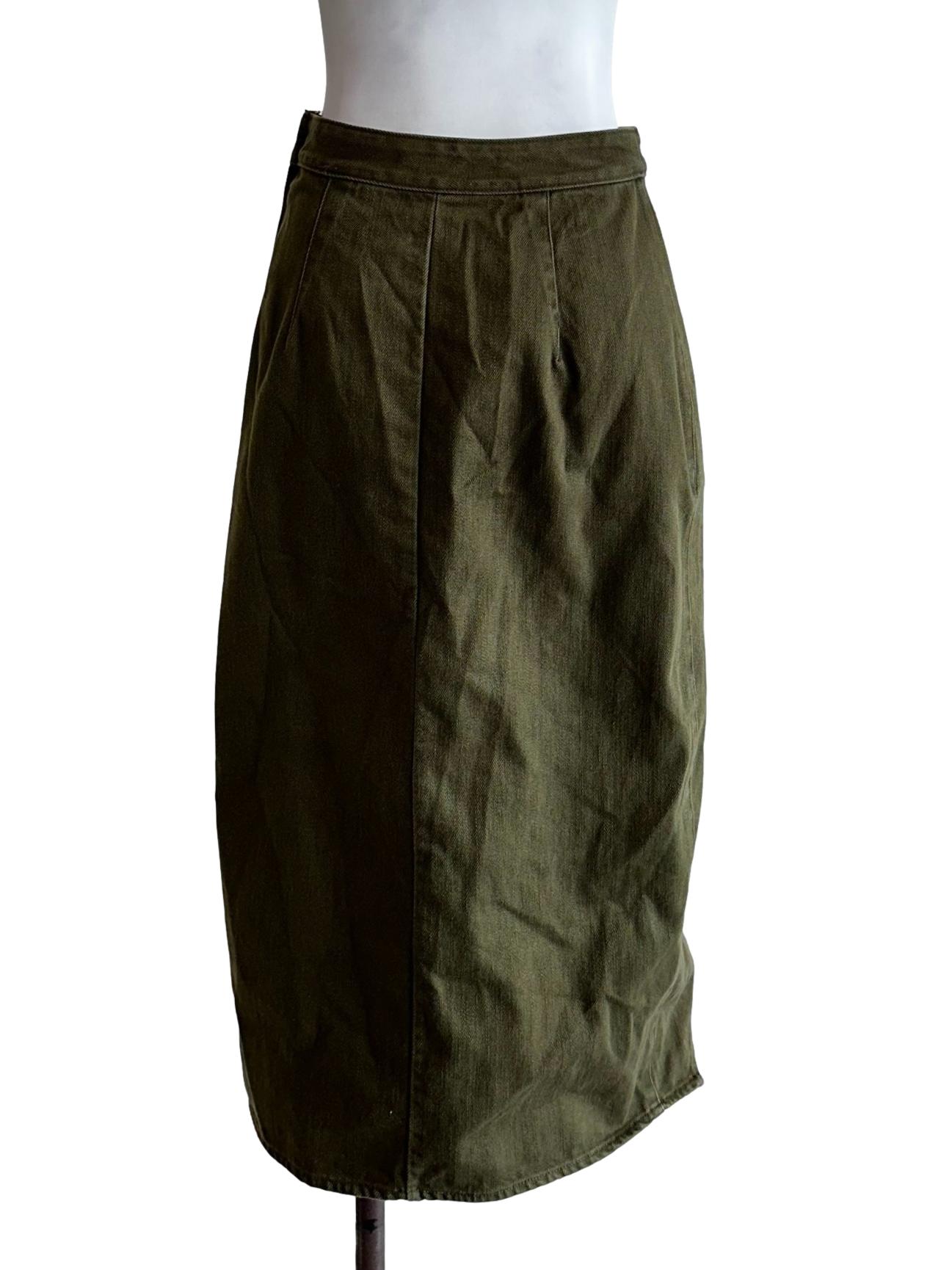 Moss Green Slit Skirt